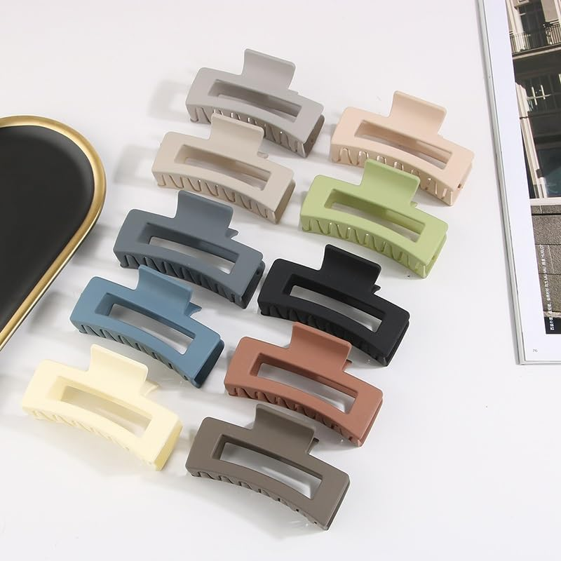 Hair Claw Clips Fashionable and Practical 10.5Cm Solid Color Square PS Material Matte Ladies Hairpin Headdress Shark Clip Hairpin image number 5
