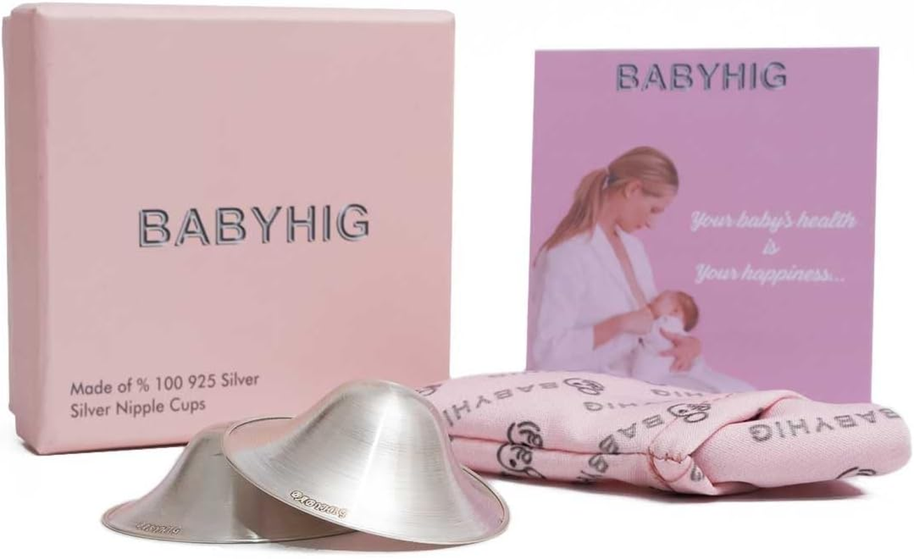 BABYHIG the Orginal Silver Nursing Cups &ndash; Silver Nipple Shields for Breastfeeding - Nipple Guards Protector for Breastfeeding - Nipple Shields for Nursing Newborn &ndash; Nickel Free &ndash; 925 Silver