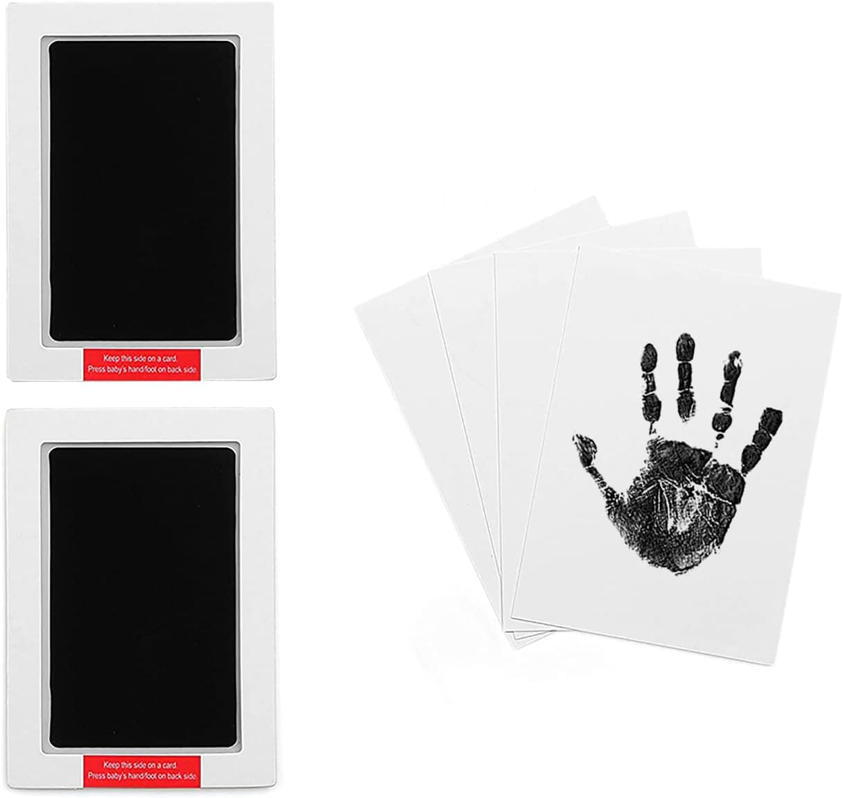 Lelonho 2 Pack Large Inkless Hand and Footprint Kit Clean Touch Ink Pad for Baby Pet Paw Print Kit (2 Orange Ink Pads,4 Imprint Cards)