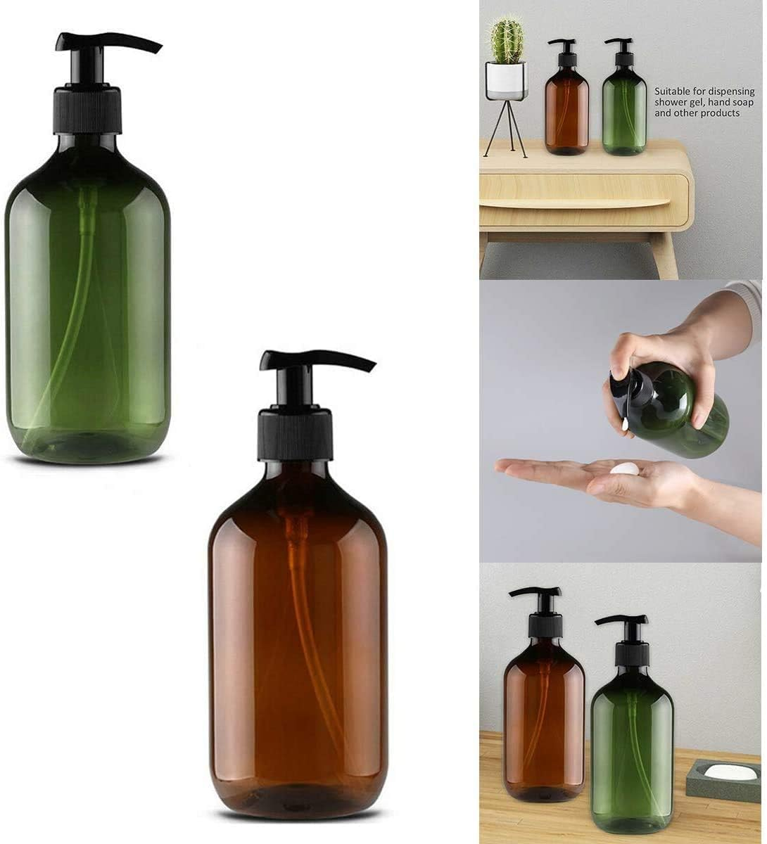 Empty Plastic Pump Bottles Dispenser, 3 Pack 16Oz/500Ml Portable Shampoo Lotion Hand Pump Bottle, Durable Refillable Containers for Kitchen and Bathroom image number 2