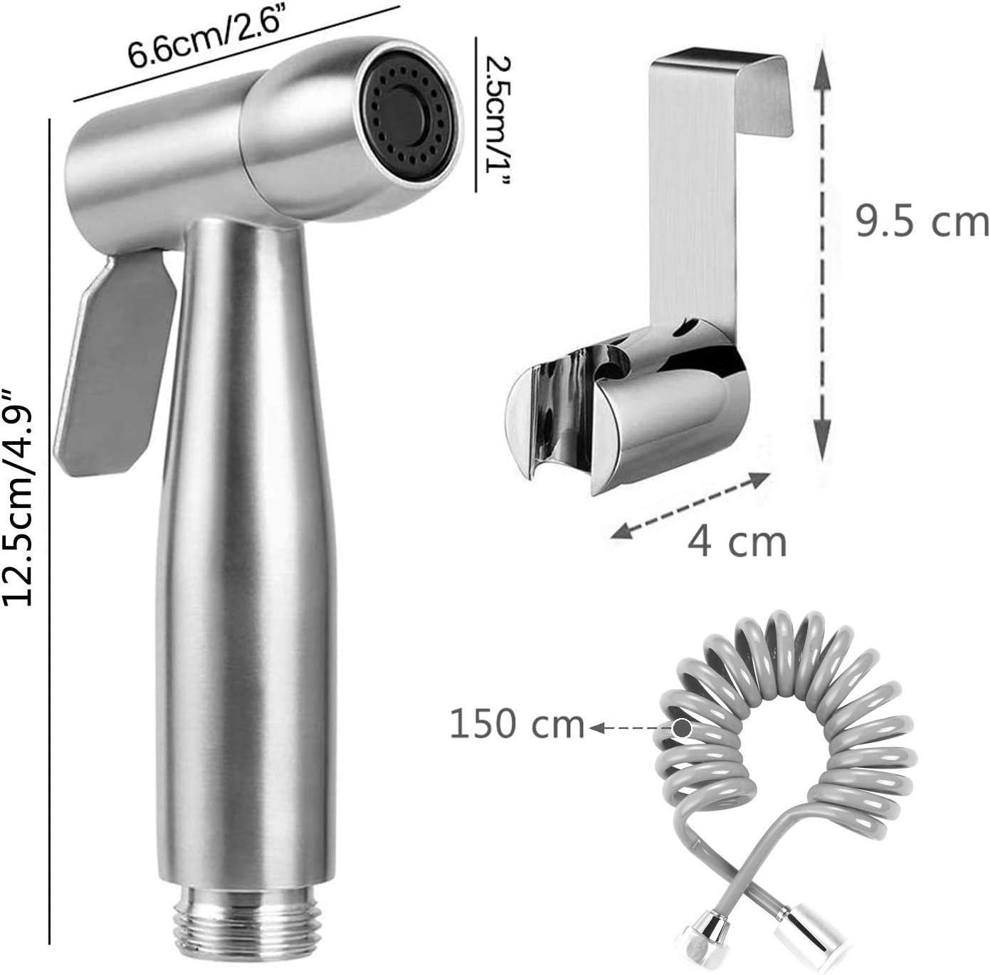 Handheld Bidet Sprayer Toilet with Water Tank Hook and 59In ABS Flexible Telescopic Shower Hose for Bathroom Douche Diaper Cleaning, Pet Bath, Closestool, Squatting Pan, Floor Cleaning image number 2