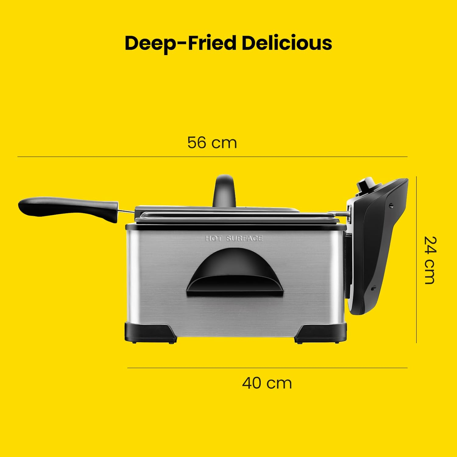 Chefman 4.3 Litre Deep Fryer W/Basket Strainer, XL Jumbo Size, Adjustable Temperature & Timer, Perfect for Fried Chicken, Shrimp, Chips & More, Removable Oil-Container, Stainless Steel image number 3