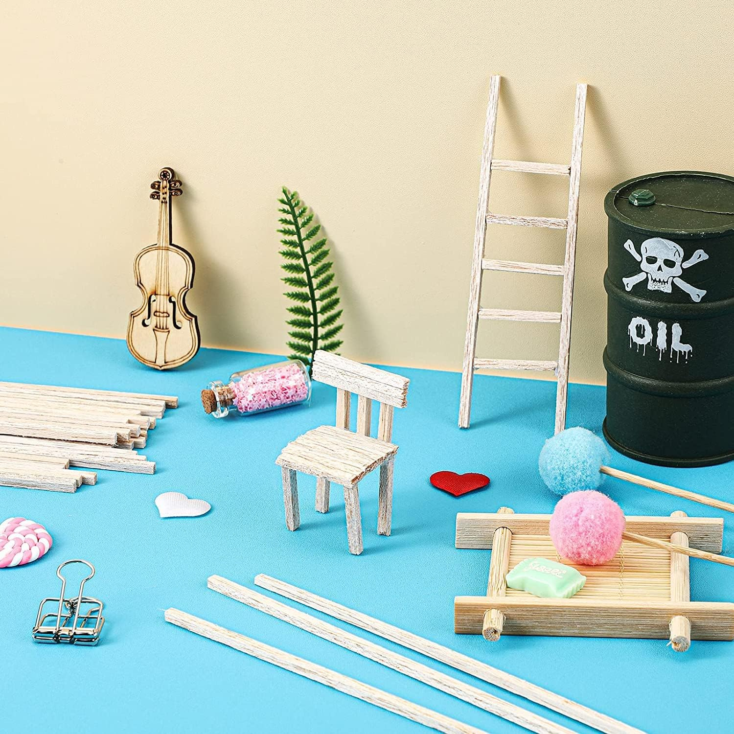 William Craft Balsa Wood Craft Sticks 100 Pcs 1/5 X 1/5 X 12 Inch Unfinished Wood Strips Square DIY Craft Projects Supplies