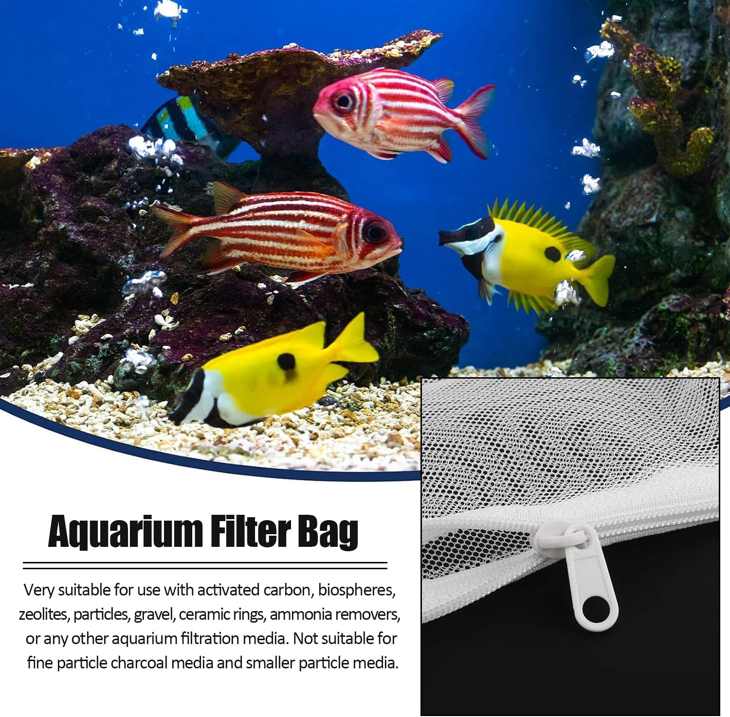 10 Pcs Aquarium Filter Media Bags, Media Mesh Filter Bags, Mesh Filter Bags, Fish Tank Media Mesh Filter Bag, Aquarium Small Filter Bags with Zipper, for Fish Tank Activated Carbon, Charcoal image number 6