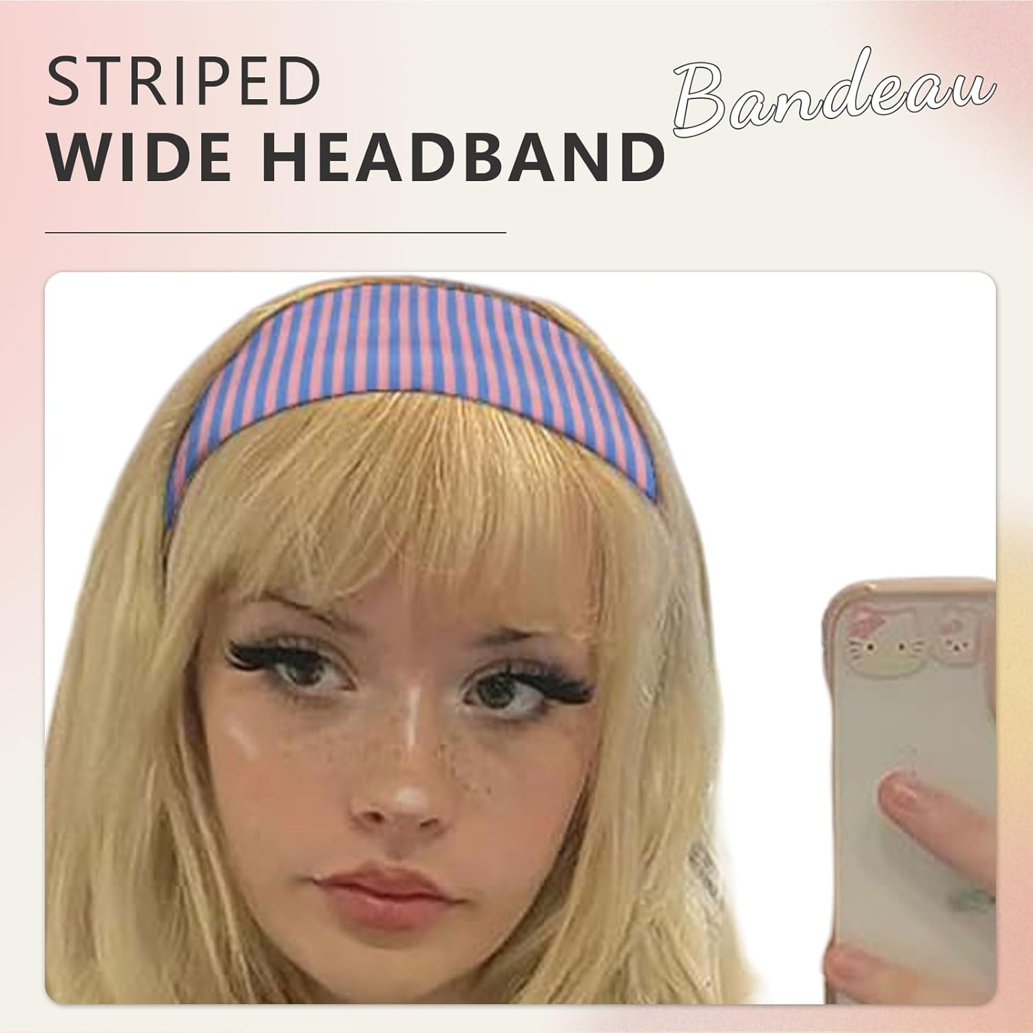 Cosmeria Women'S Headband with Stripes, Soft and Comfortable Sports Headband Made of Polyester and Spandex, Perfect for Yoga, Running and Everyday Use image number 6