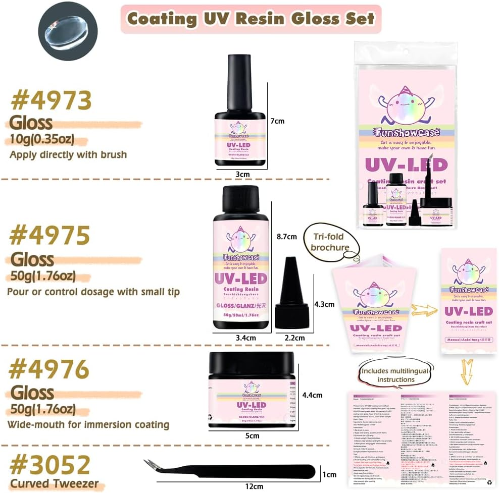 Coating UV Resin Gloss 110G Top Coat Set with Refill Kits
