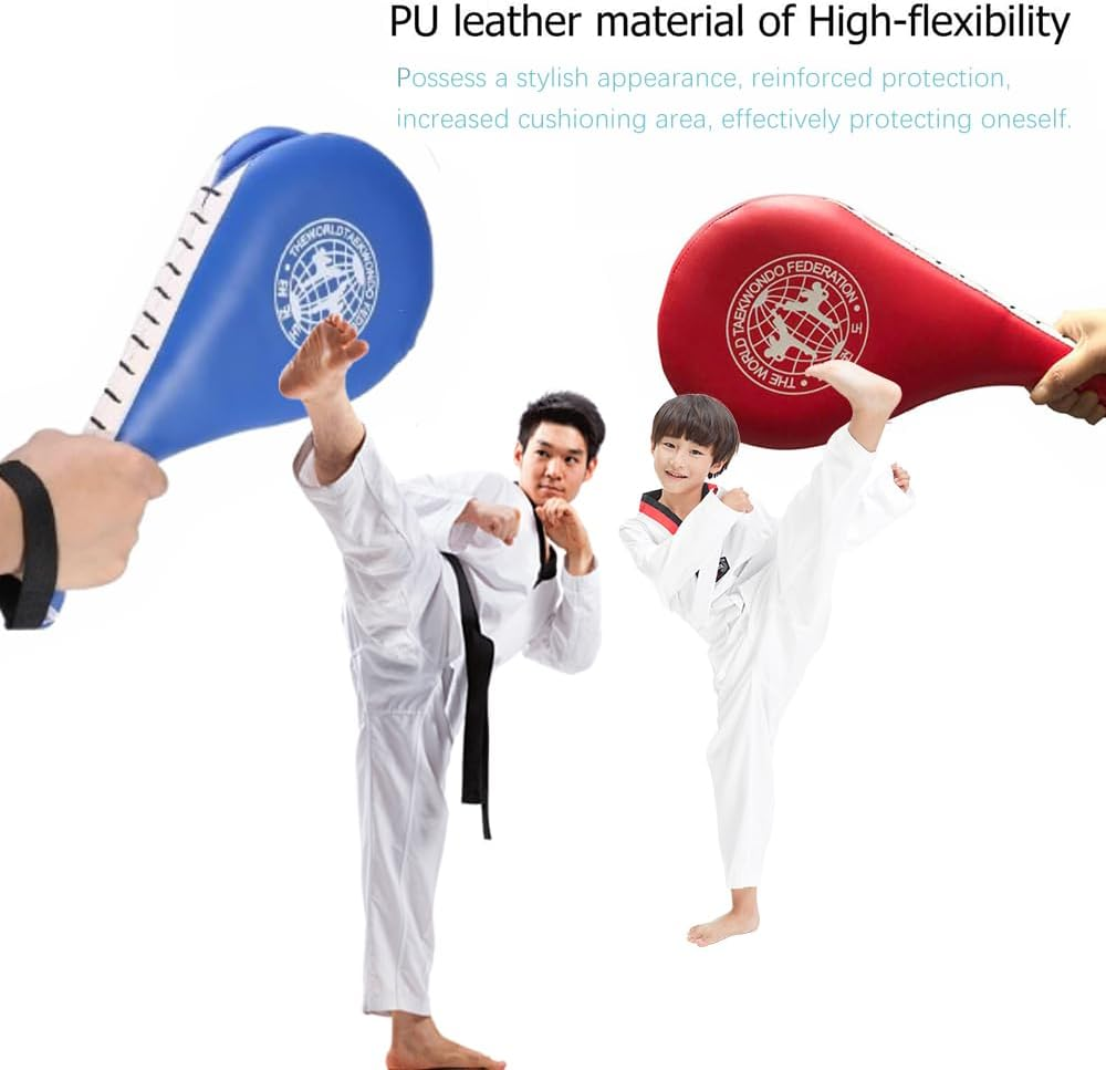 2 Pack Taekwondo Kick Pads, Durable Striking Pad, Target TKD Kicking Pad Practice Double Face Kick, Martial Arts Strike Targets for Kickboxing and Karate Training (Red+Blue) image number 3