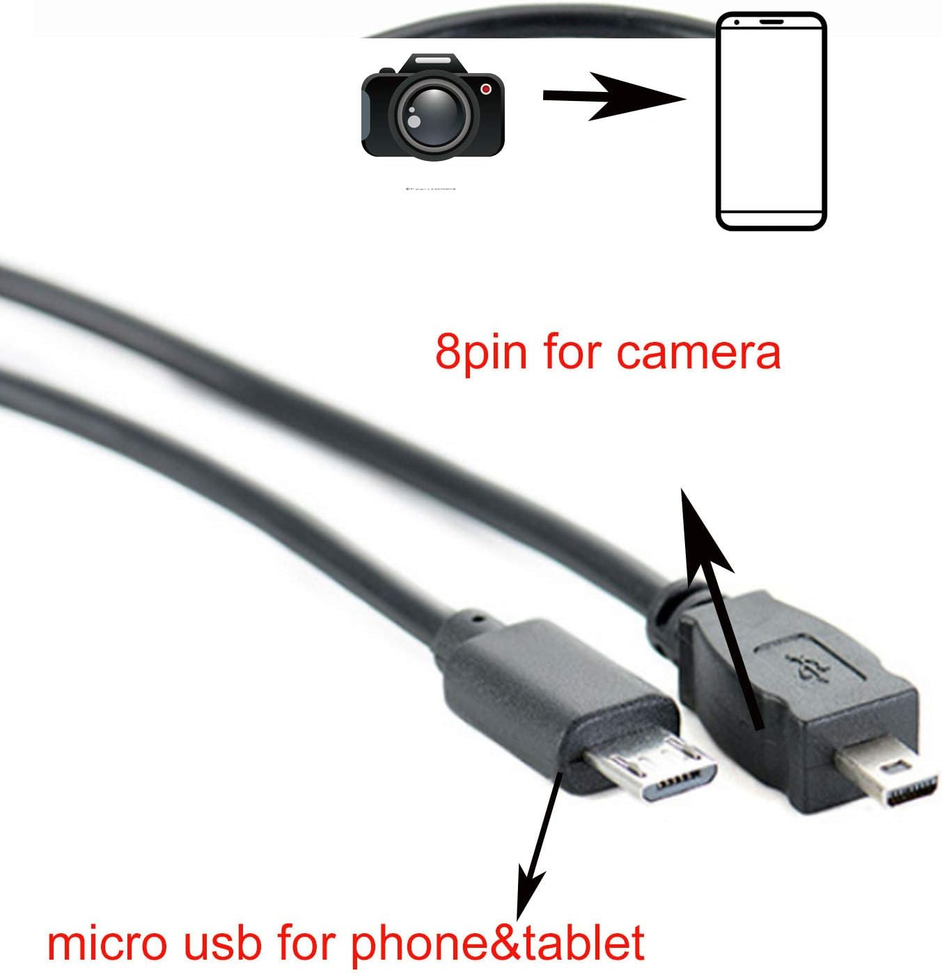 OTG Data Cable for Micro USB Smart Phone to Nikon Camera Coolpix D7100 D5300 D5200 D5100 D3300 D3200 S9500 UC-E16 E17 image number 3