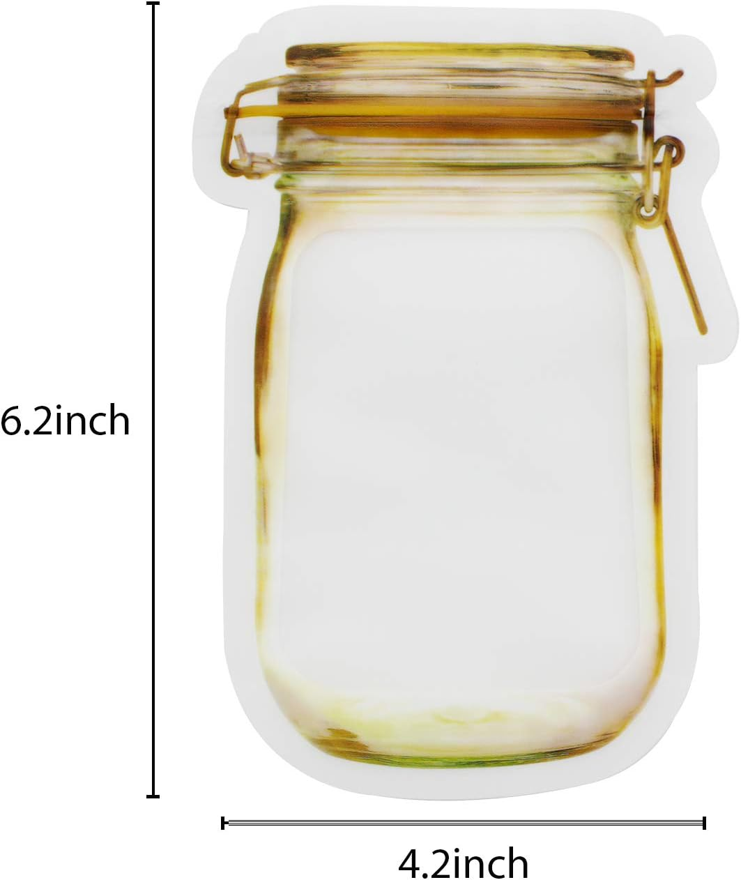 Mason Jar Bags Yellow, 20 Pcs Reusable Airtight Seal Food Storage Bags Leak-Proof Saver Bags for Travel Camping, 8 OZ image number 3