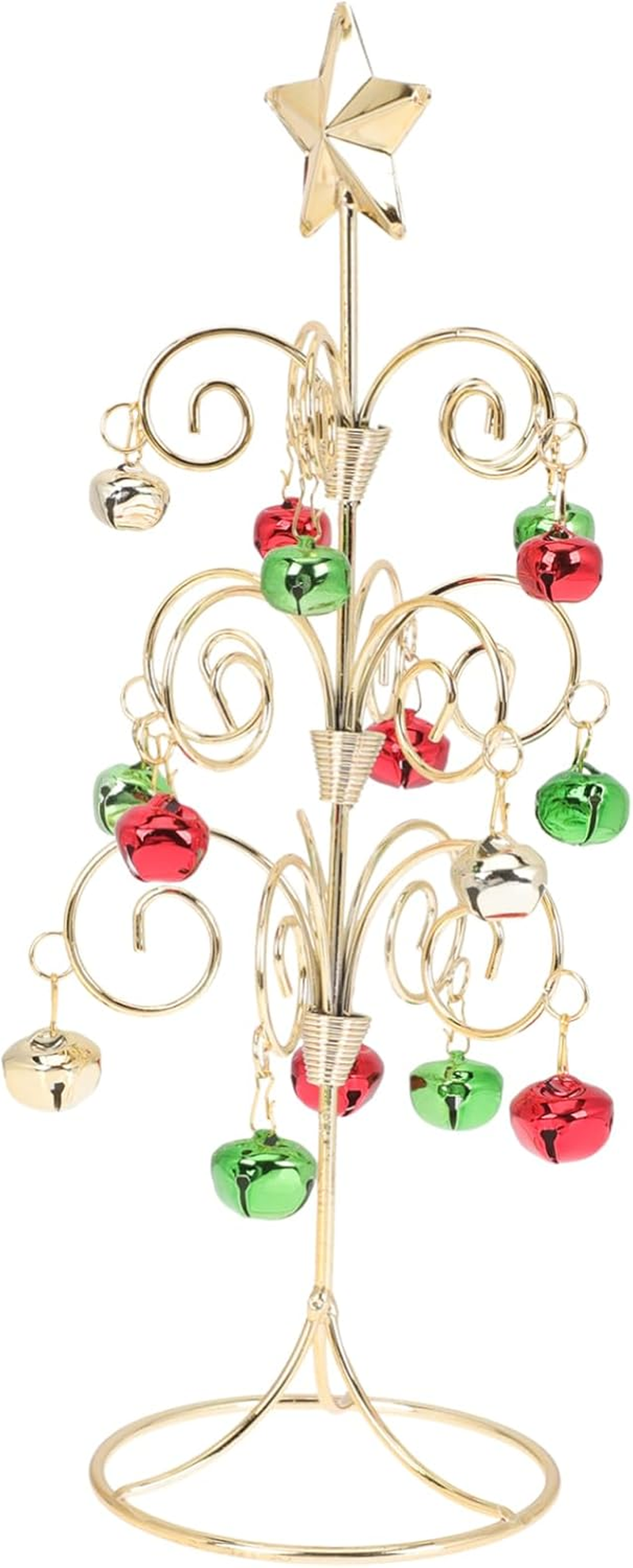 Mini Christmas Tree Ornament Iron Tabletop Xmas Tree Decor Bells and Ornaments Chic Holiday Adornment for Home Office Cafe and Restaurant