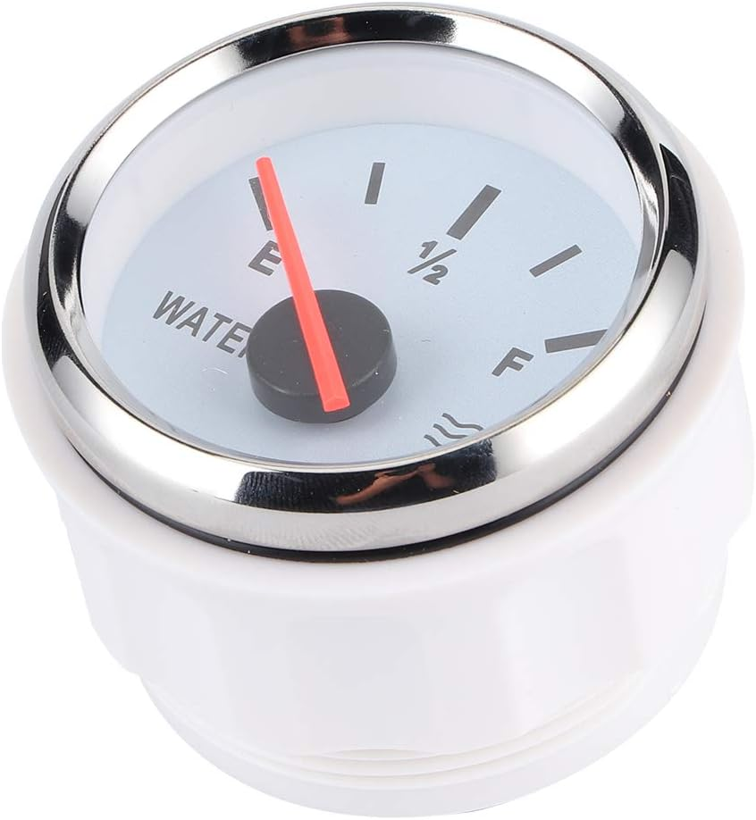 TOPINCN 2In High Accuracy Water Level Gauge for Marine Boat Truck RV, Stainless Steel Black Dial Silver Frame Gauge for Water Tank Level Indicator (White Dial Silver Cover) image number 5
