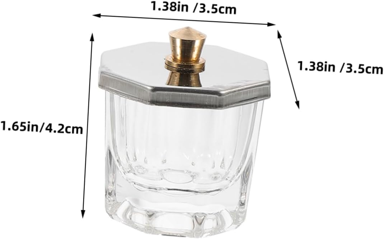 BAZEITFLOW Nail Dappen Dish with Metal Lid 1 Piece Mini Glass Nail Art Cup Thickened Design Suitable for Manicure Use