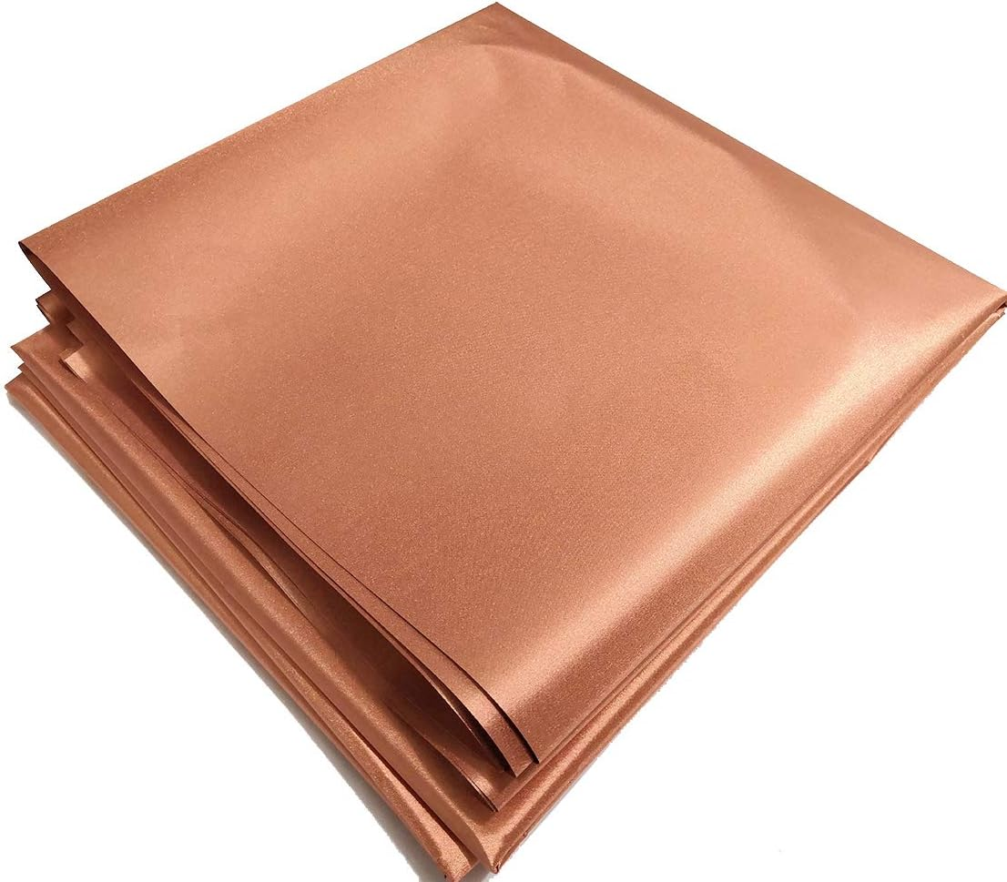 Pure Copper Fabric Blocking Rfid/Rf-Reduce EMF/EMI Protection Conductive Fabric for Smart Meters Prevent from Radiation/Singal/Wifi Golden Color 78"X43" Inch image number 2