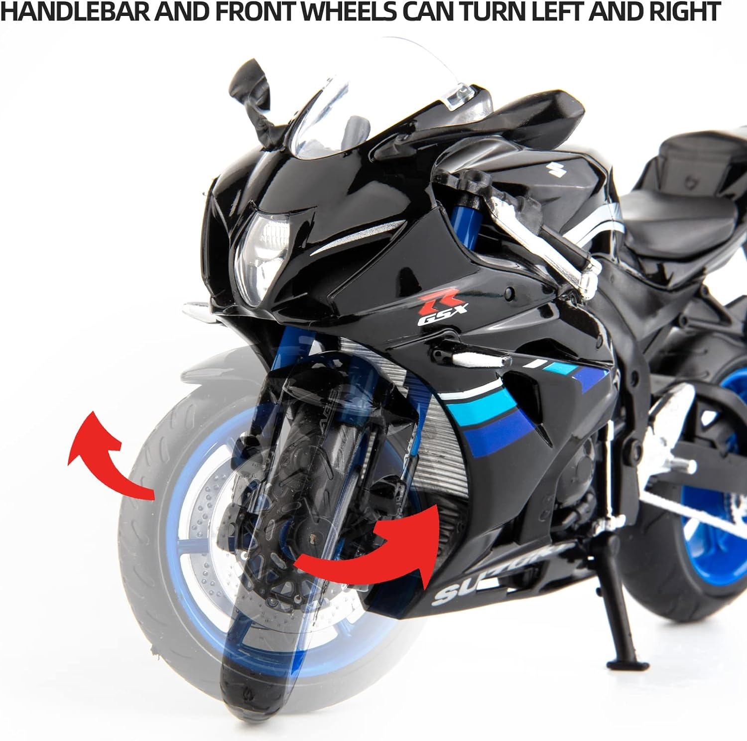 MSZ 1/12 Compatible for Suzuki GSX-R1000 Motorcycle Toy,Collector Motorcycle Modle with Display Stand,Toy Motorcycles for 3-9 Year Old Boys Black image number 5
