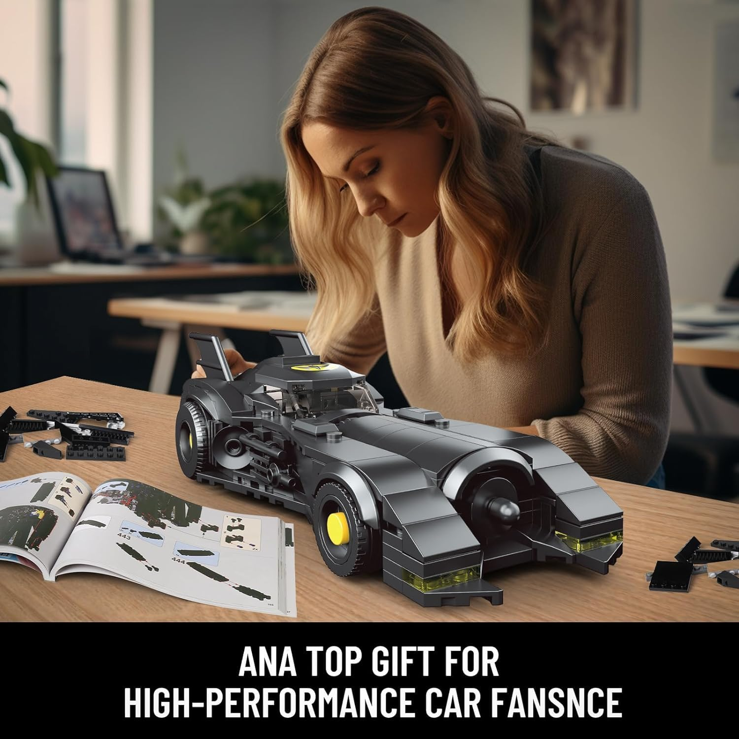 Mould King Batmobile Model Car Building Kit, 27018 Batman Car Building Blocks, STEM Vehicle Toy for Adults and Kids 8+, 409 PCS image number 1