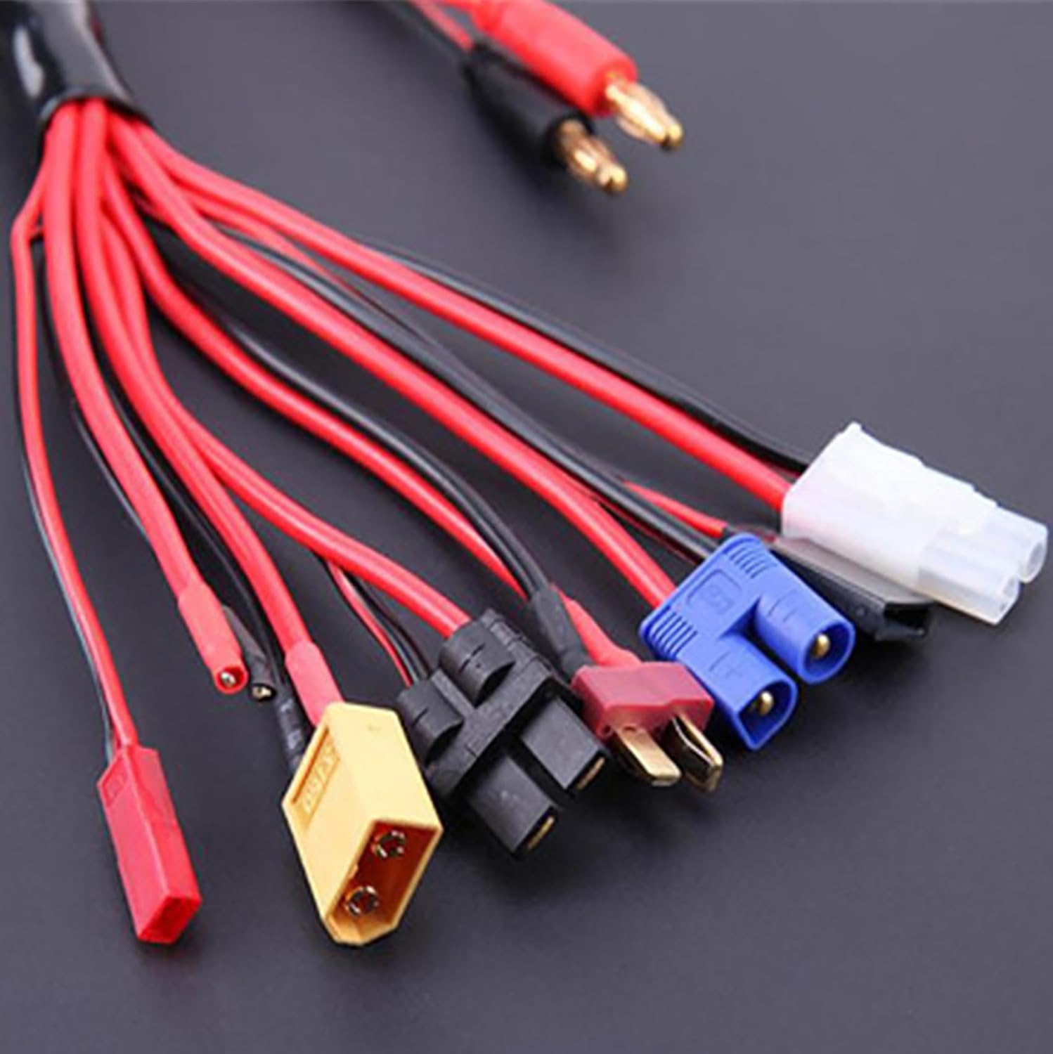 Tunghey RC Lipo Battery Charger Adapter Connector Splitter Cable, 8 in 1 Octopus Convert Wire to 4.0Mm Banana Plug Compatible with TRX, Tamiya, EC3, JST, Futaba, XT60, T- Dean image number 5