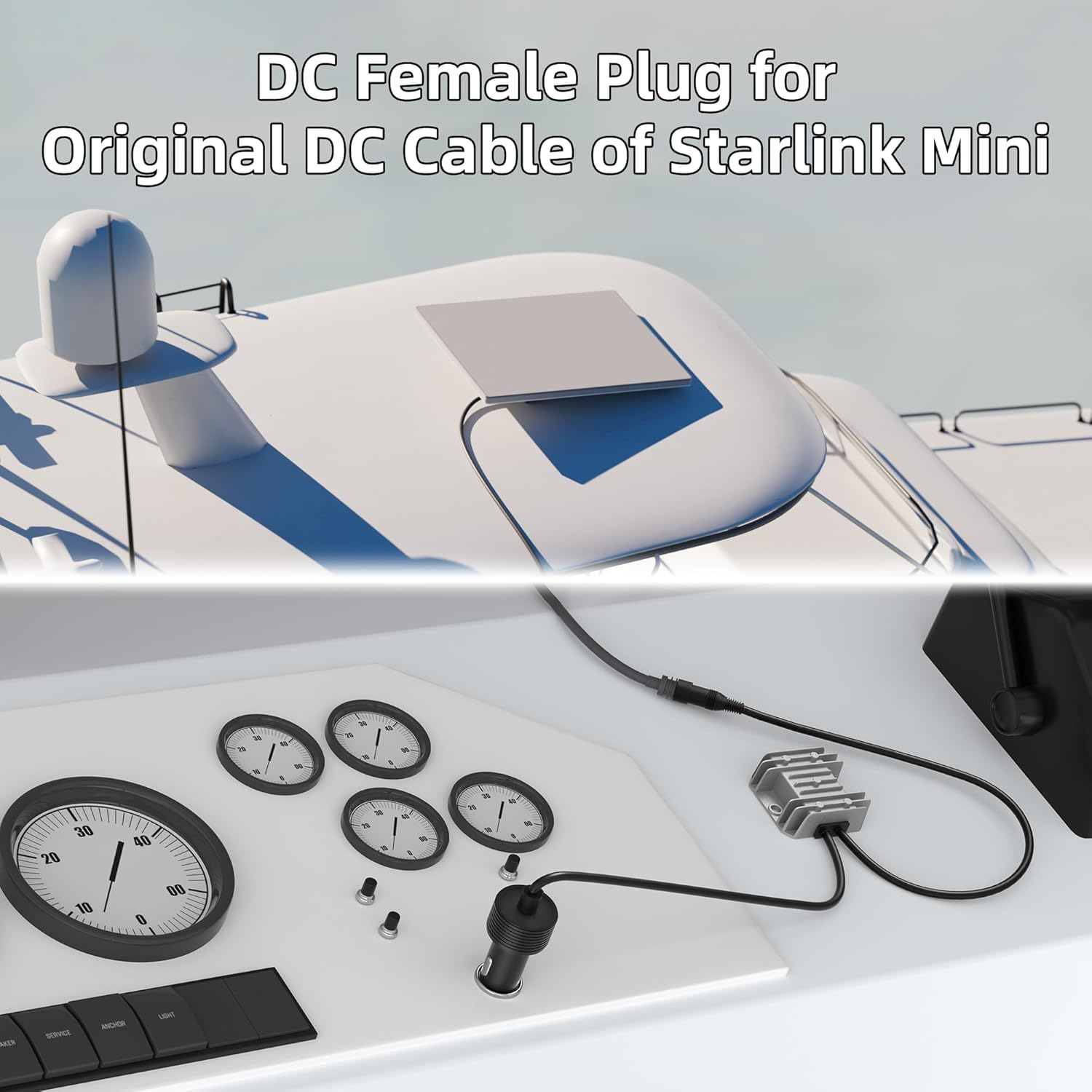 Starlink Mini Cable Car Adapter with Step up Converter, 12V Power Cable with Cigarette Lighter Plug, 10-28V to 30V 3.5A Conversion Kit for Truck RV No Worry about Voltage Drop or Rise image number 3