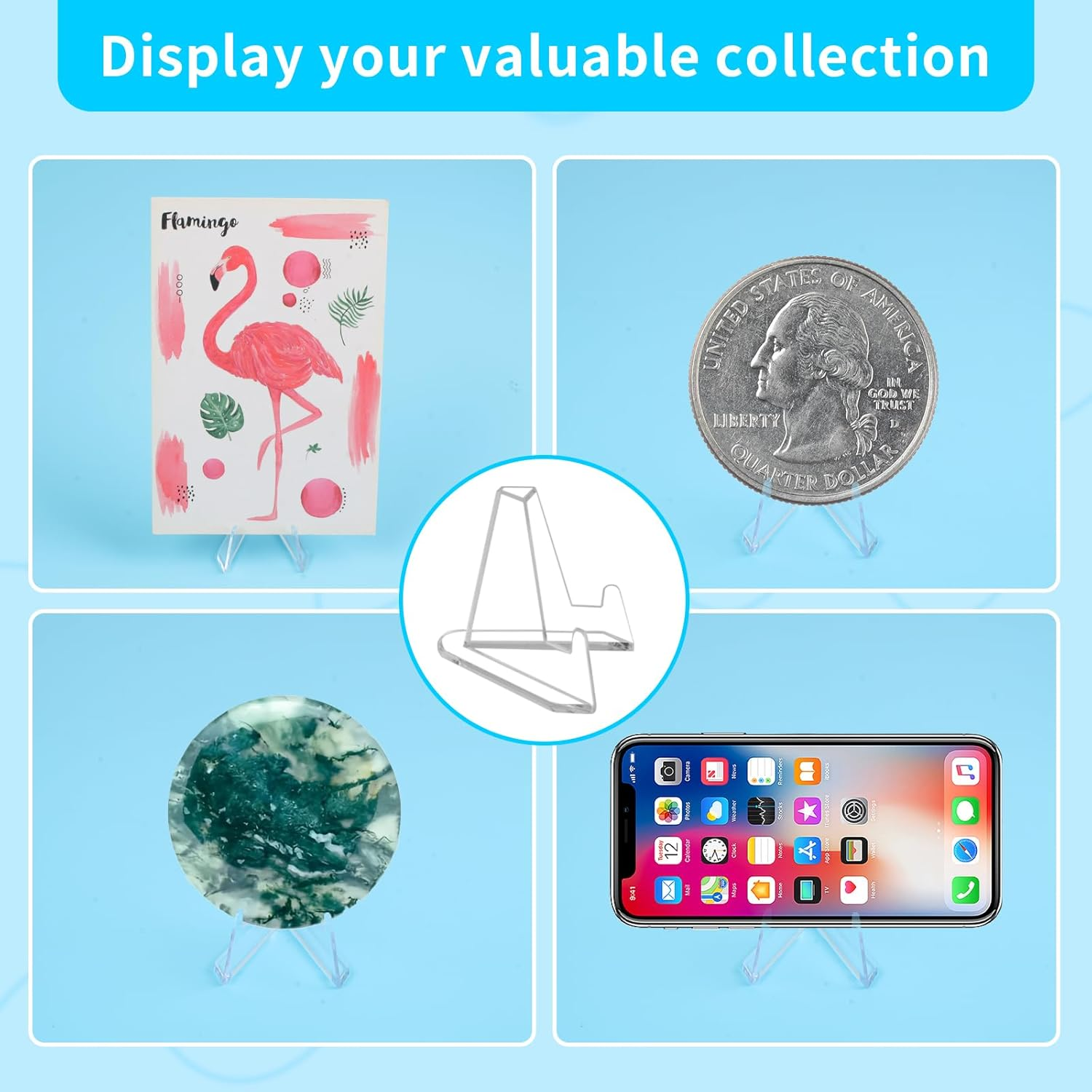 Vivinin 32Packs Card Display Stand, Card Stand, Card Stands for Sports Cards, Trading Card Stand, Acrylic Material, 2.2 Inch Tall image number 5