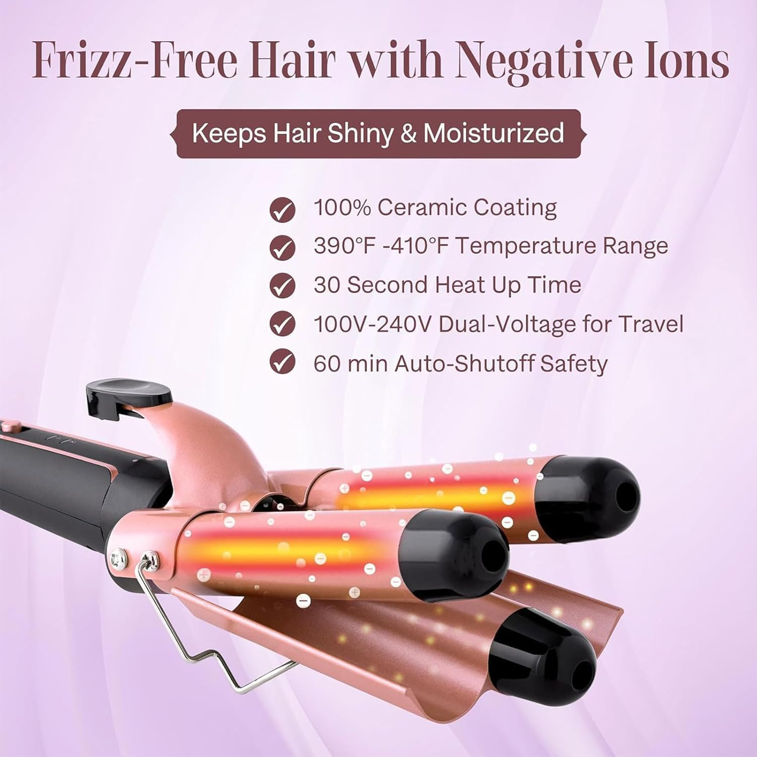 Homodoskey Curling Wand Set, 5 in 1 Hair Curler with 5 Interchangeable Wand Ceramic Barrel(9-38Mm), with LED Temperature Adjustment and Fast Heating in All Hair Type, Include Heat Resistant Glove image number 3