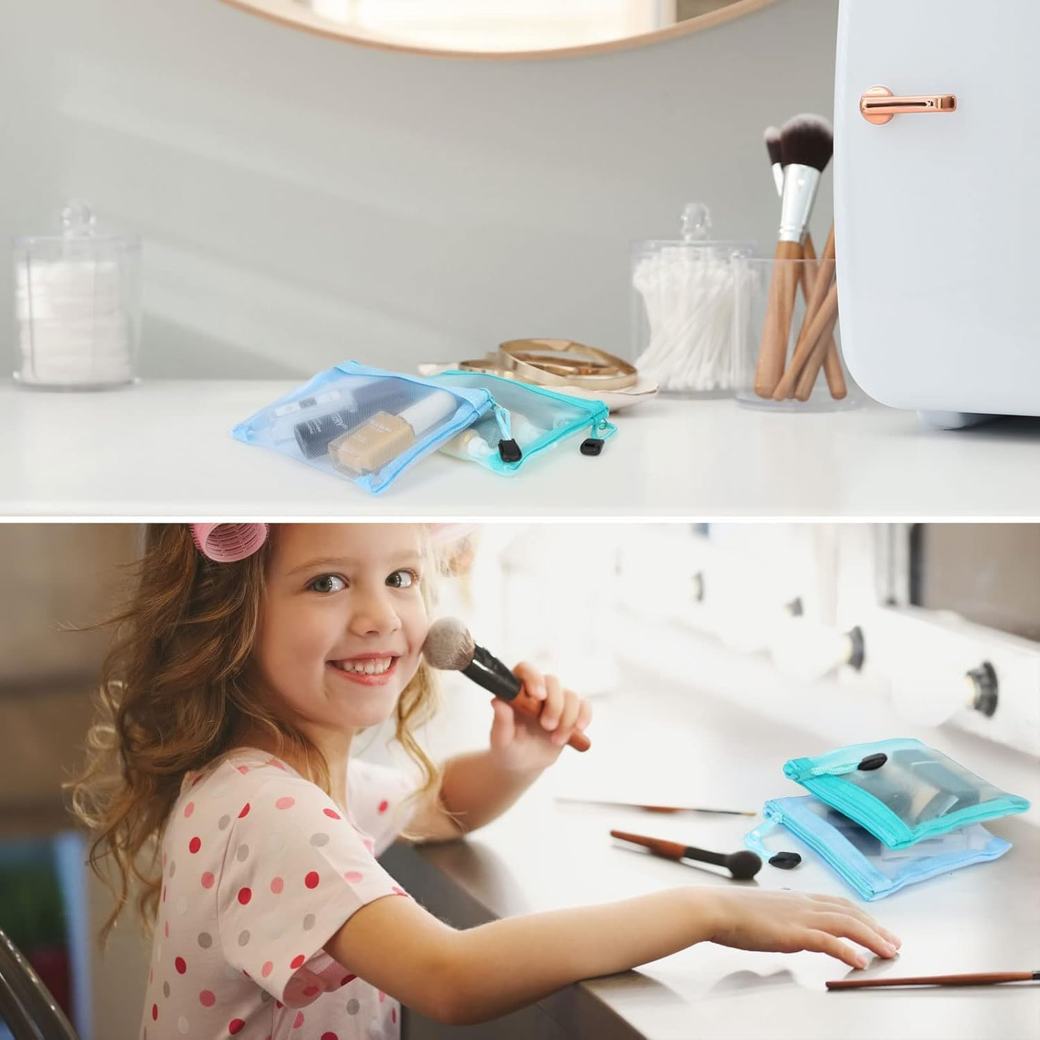 Fokmuaex 18 Pcs 12X10Cm Mini Reusable Nylon Mesh Zipper Bags - Sturdy Zipper Pouch Organizer for Travel, Office & Daily Use - Perfect for Makeup image number 6