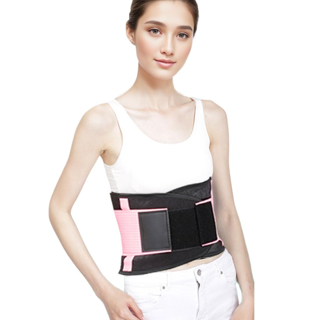Back Brace for Men and Women,Breathable Back Support Belt,Back Support for Lower Back Pain and Spinal Fractures,Back Braces for Scoliosis Treatment (Pink, XL) image number 2