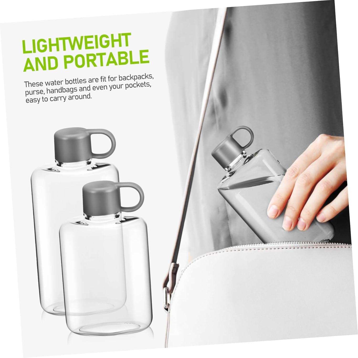 2Pcs Portable Flat Water Bottle Lightweight Leak Outdoor Activities Stylish Tritan Drinking Bottle for Gym Travel Camping image number 2