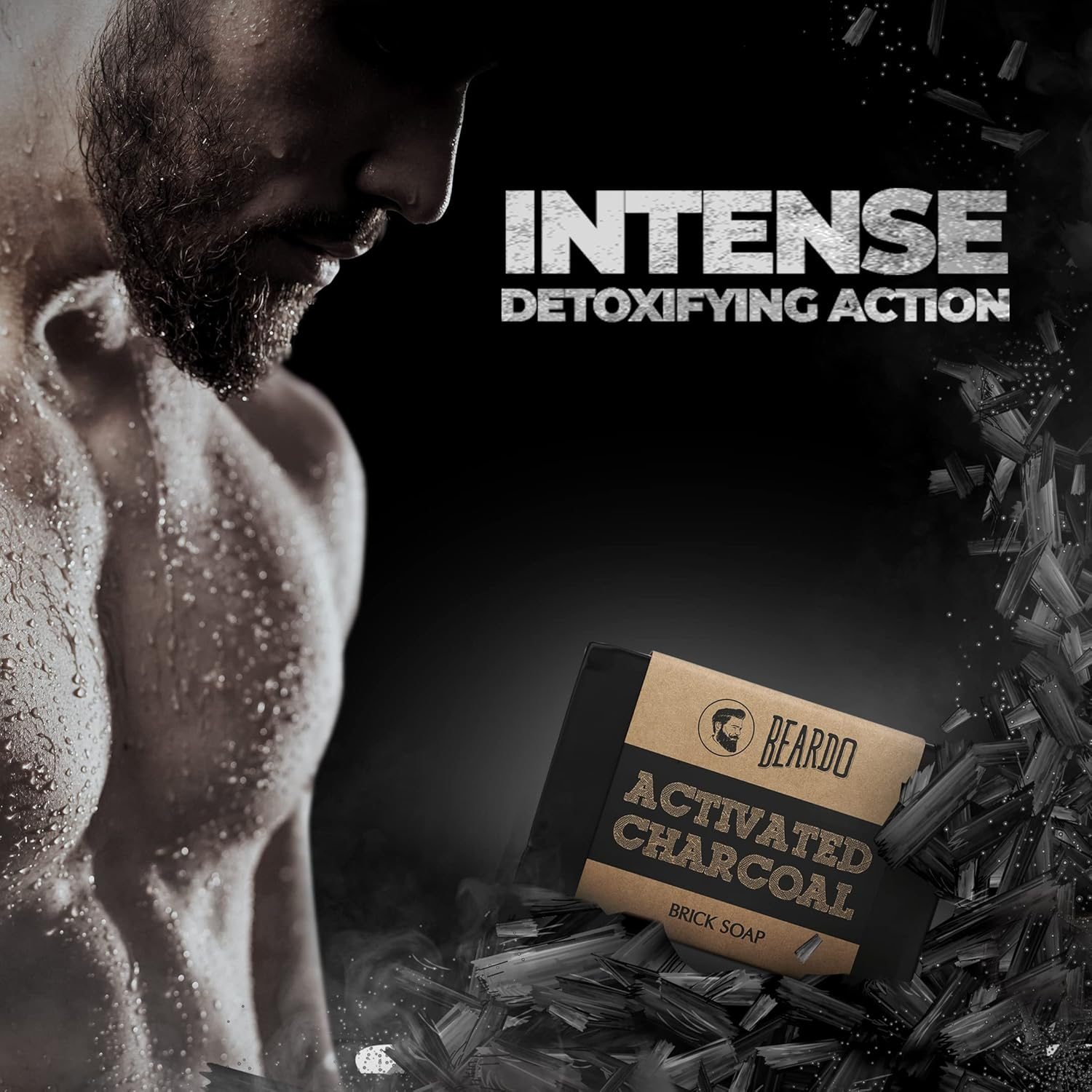 Beardo Activated Charcoal Brick Soap - 125G (Set of 3) image number 2