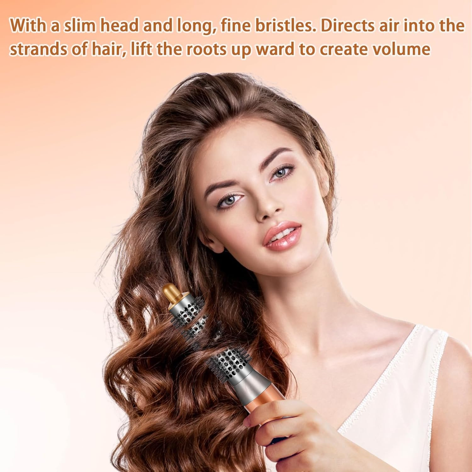 Sygbttq Small round Volumizing Brush for Dyson Airwrap Attachments Bigger round Brush Attachment for Dyson Air Wrap Styler, Fluff up and Volumize for Styling (Gold)