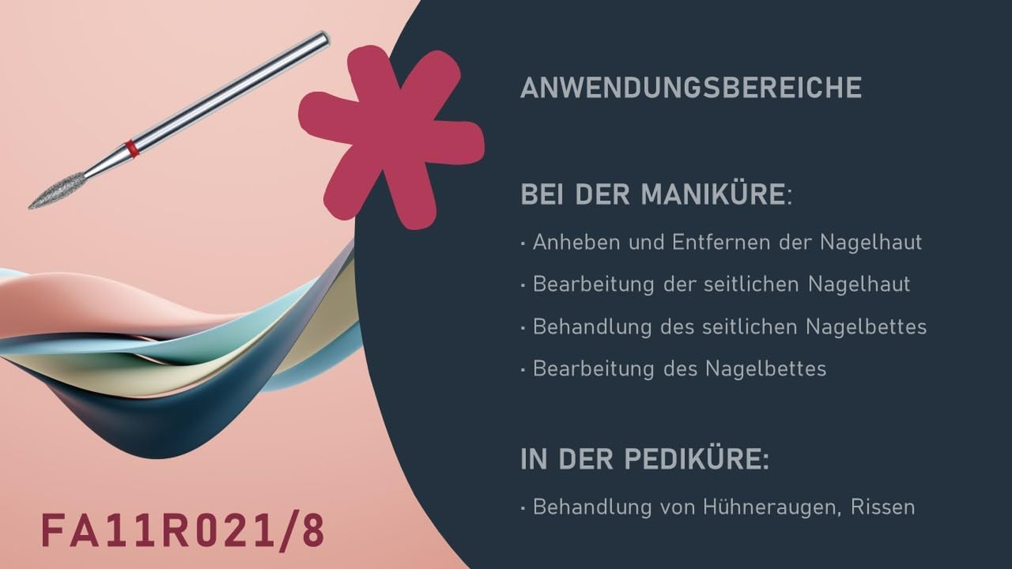 STALEKS PRO - Diamond Bit - Sharp Flame (Red Ring) I Nail Sander Kit I Sanding Kit for Electric Sanders I Screwdriver Bit for Manicure and Pedicure (FA11R021/8) image number 4