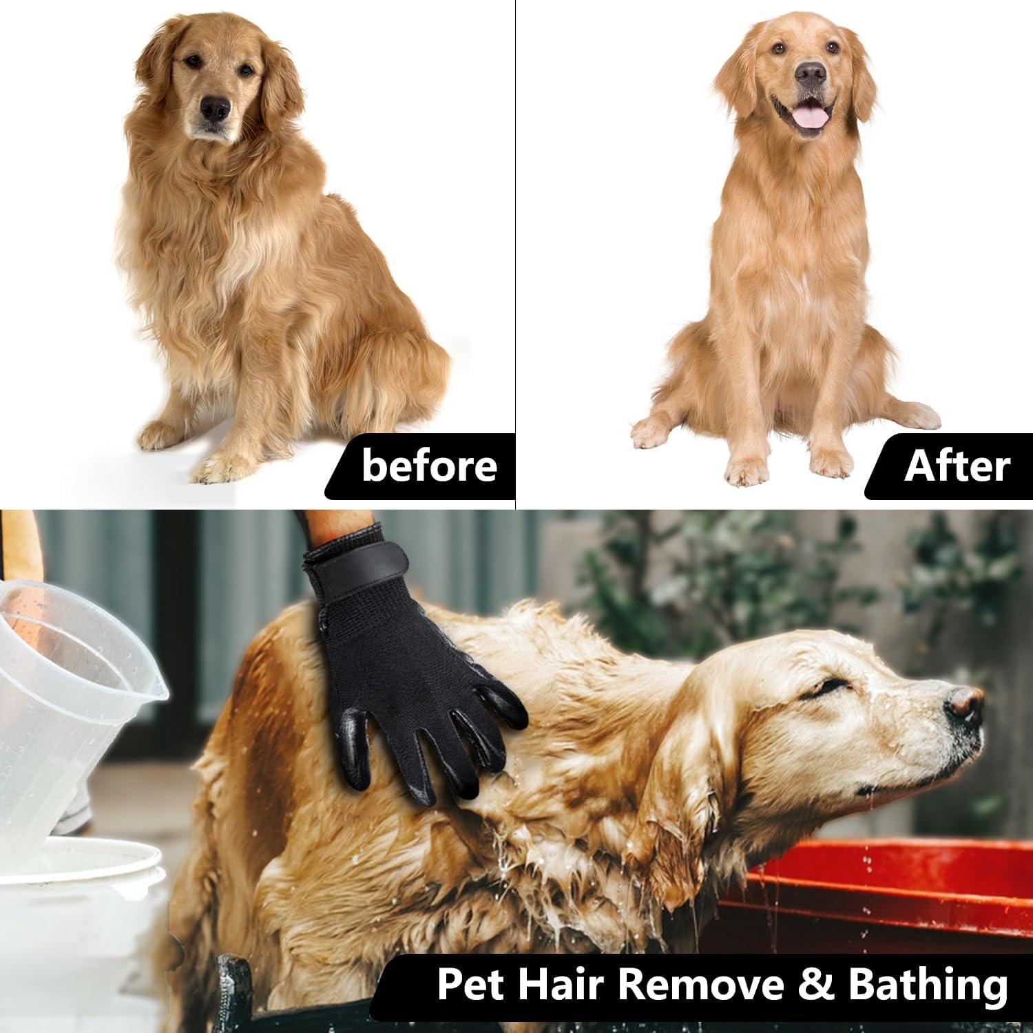 Pet Dog Cat Grooming Glove, Massage and Grooming Tool Glove for Cats, Dogs,Rabbits & Horses, Deshedding Brush Mitt for Short Medium Long Pet Hair image number 6