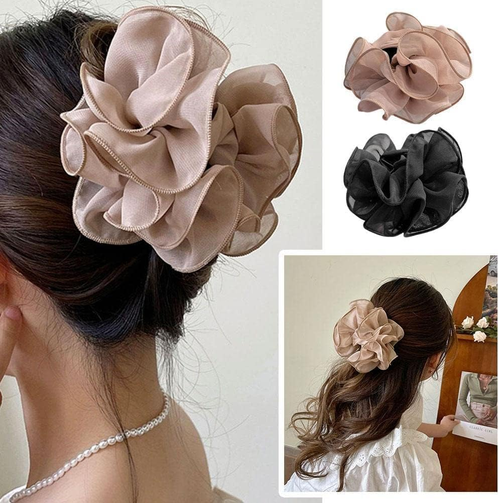 1Pc Black Large Chiffon Claw,Clip Hair Bow Large Size Fabric Ribbon Flower Rose for Women Clamps Accessories Clips,Jaw Claw Hair Clips Hair Accessories image number 6