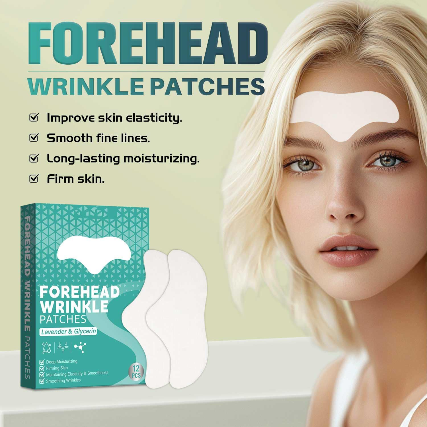 12 Pack Forehead Wrinkle Patches,Collagen Wrinkle Patche,Apply to the Skin between the Foreheads,Reduce Forehead Wrinkles,Deep Crease Care for Sensitive Skin,Moisturize Facial Care image number 6