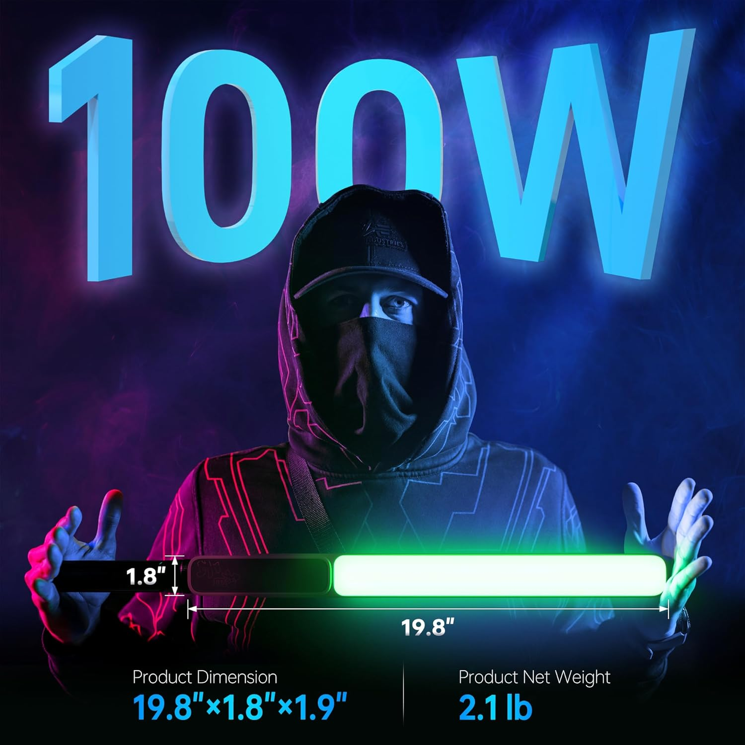 ZHIYUN CINEPEER CF100 100W RGB Light Stick Handheld LED Video Light Wand 2700K-6500K CRI 96+ TLCI 98+ Portable Fill Light with 6 Light Effect Continuous Output Lighting Photography Tube Lighting Combo image number 6