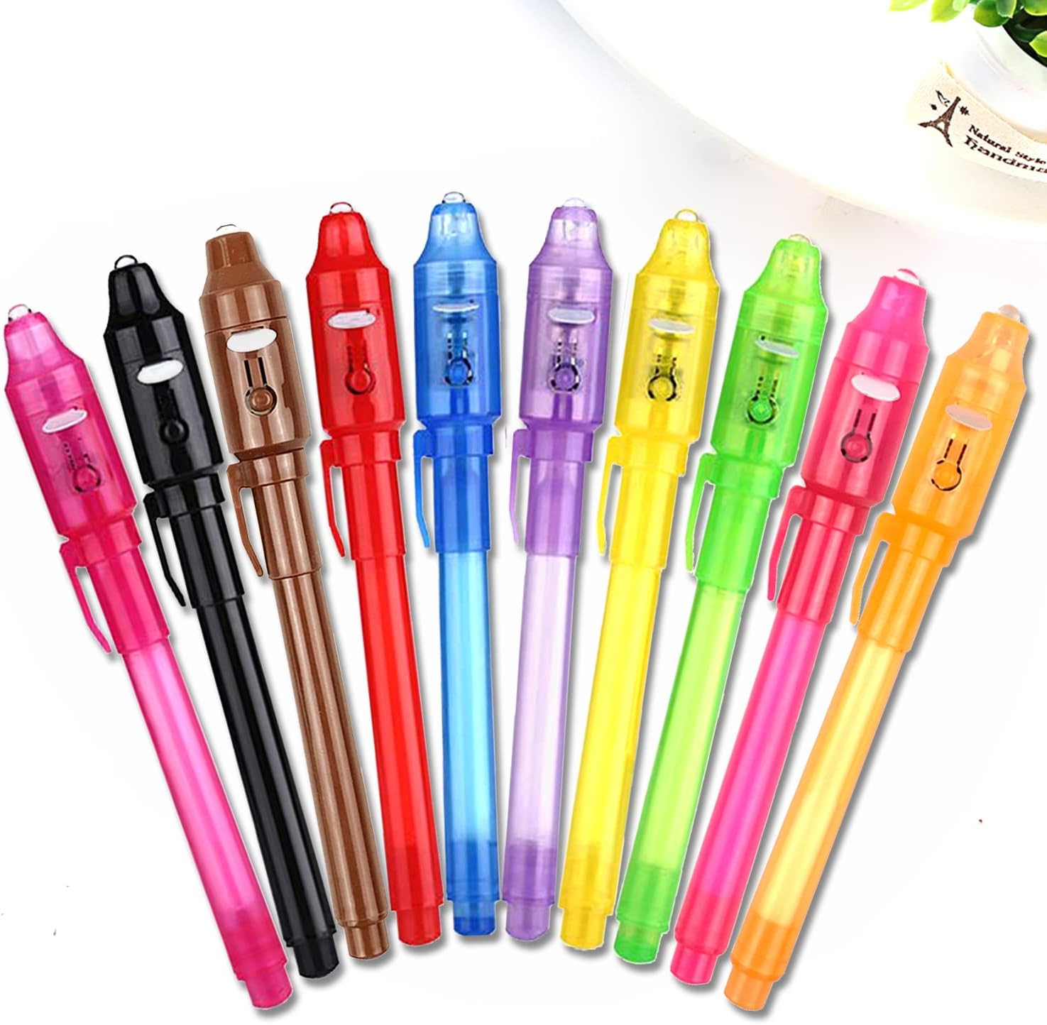 ZDY Invisible Ink Pen,Spy Pen Invisible Disappearing Ink Pen with Black Light Magic Marker for Secret Message and Kids Party Christmas Halloween Easter Goodies Bags Toy 7Pcs image number 2