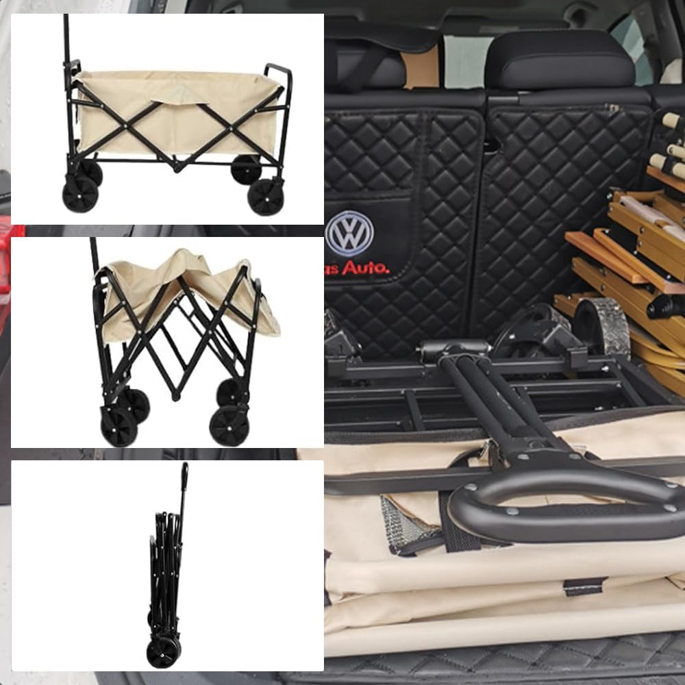 Collapsible Camping Wagon Cart with Wheels, Stall Outdoor Trailer, Folding Shopping Trolley, Easy-To-Store Foldable Camp Cart Heavy Duty Beach Wagon Cart for Groceries, Sports image number 6