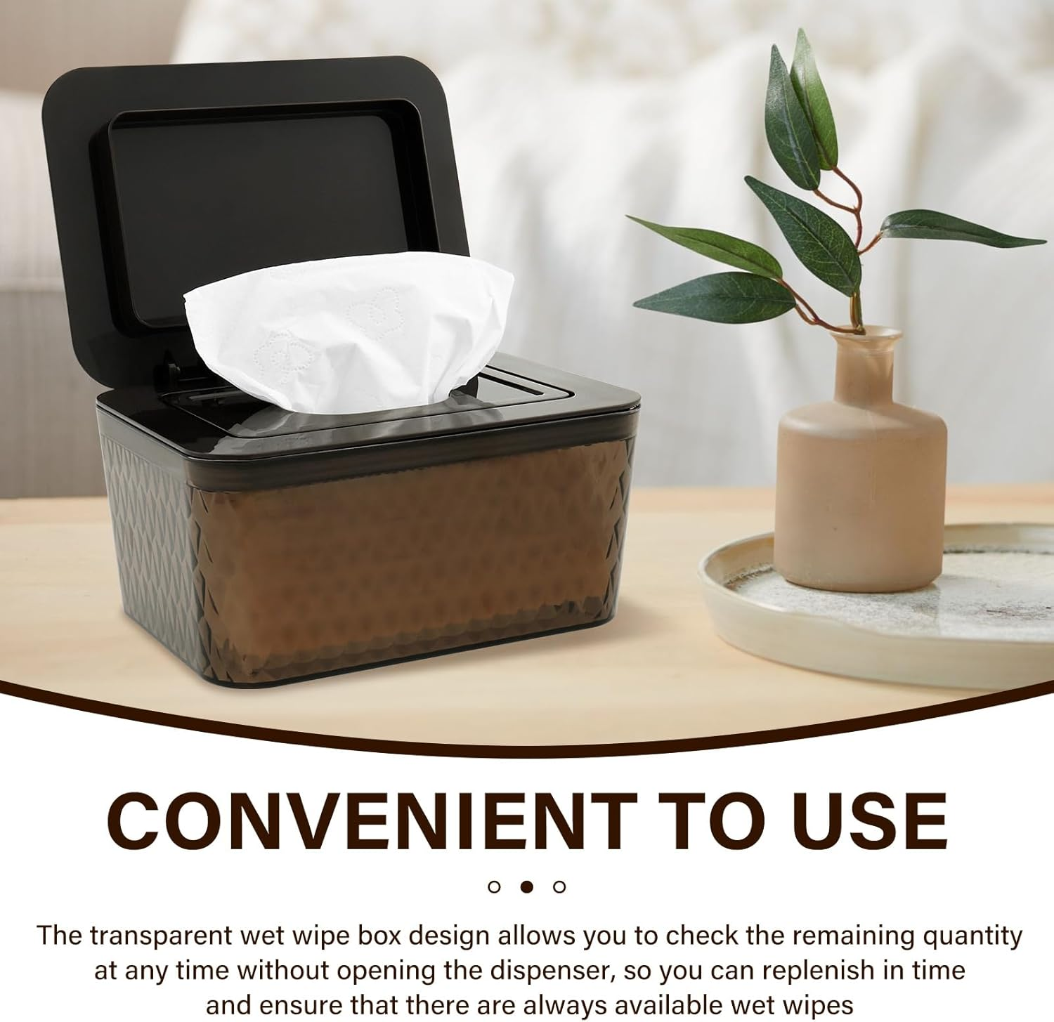 Wipes Dispenser with Lid, Dustproof Refillable Wet Tissue Case Box, Keep Wipes Fresh for Bathroom, Kitchen, Children Room, Office image number 4
