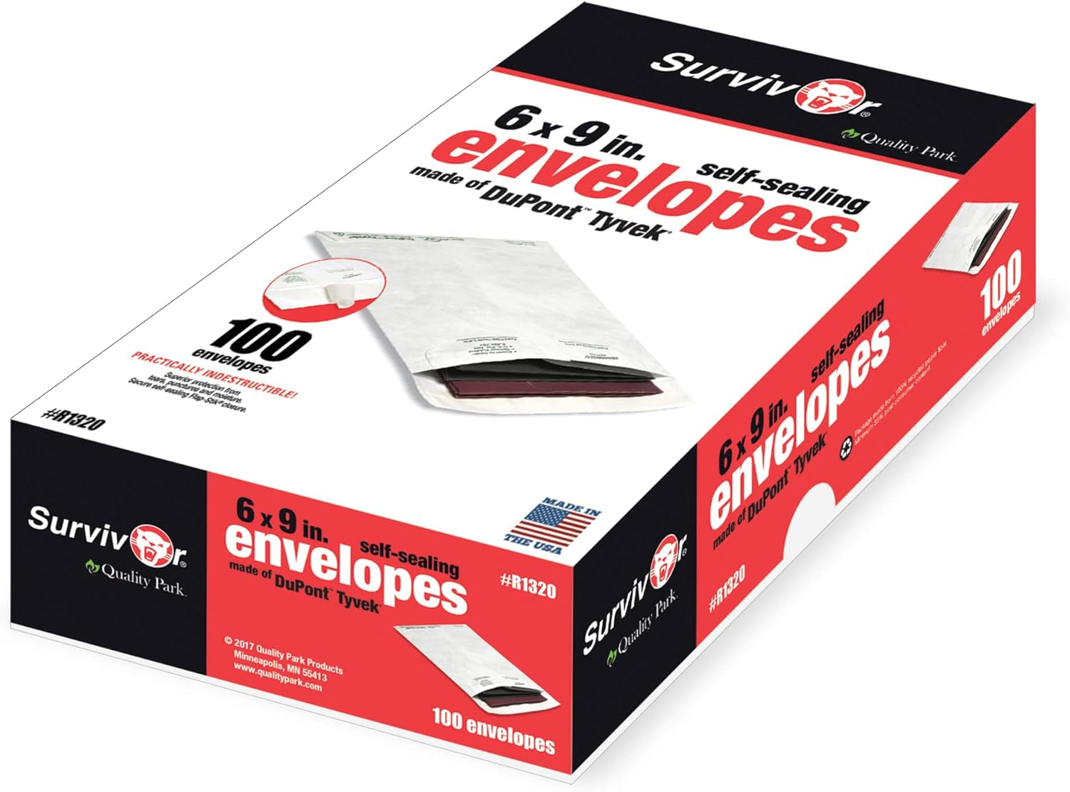 Quality Park Tyvek Catalog Envelope, 6 Inches X 9 Inches, White 100 Envelopes (R1320) image number 2