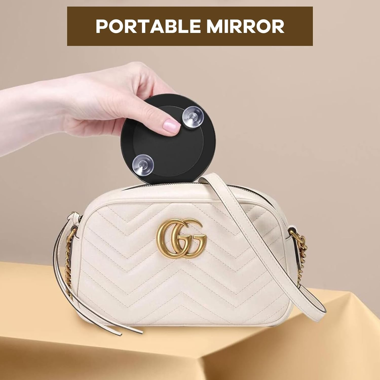 40X Magnifying Mirror with 2 Suction Cups, 9 Cm Compact Makeup Mirror & Slant Tweezers, Portable for Travel, Black image number 3