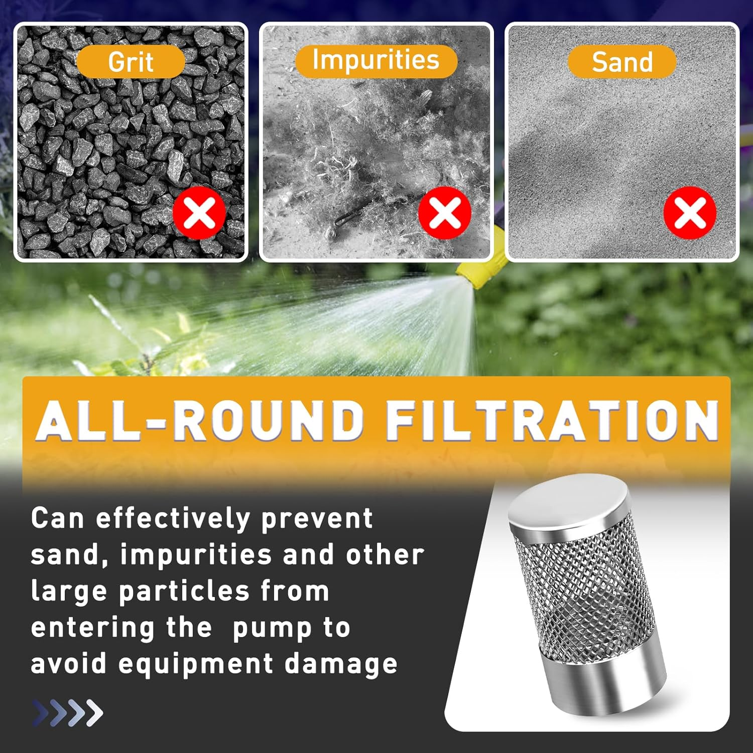 Standwme Inlet Suction Strainer Mesh Filter Compatible with Livewell Pump, Industrial Plumbing Inline, Garden Washers Water Filter, Sprayer Garden Hose Suction Line image number 3