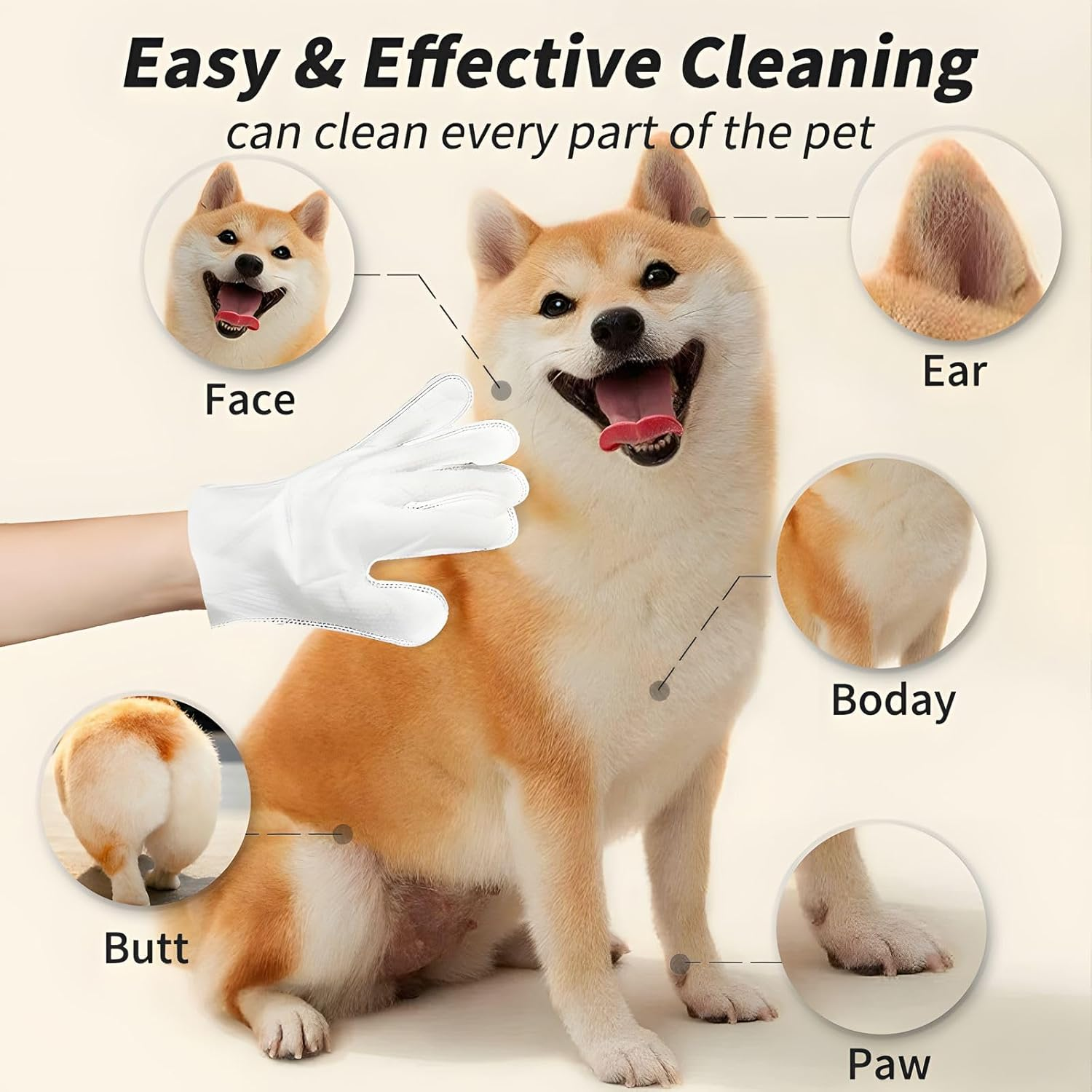 12Pcs Pet Wipes Gloves with Easy & Effective Cleaning, Pet Disposable Wipes with Deep Cleansing &Nourishing Hair, Safe for Pets image number 6