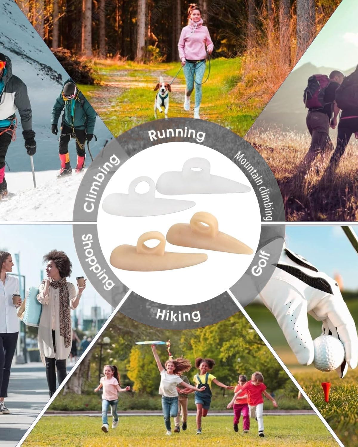 KGDUYC 4 Pairs of Hammer Toe Cushions, Silicone Toe Separators, Hammer Toe Pad Correctors, Wavy Corrector, for Reduces Pain and Friction, for Women and Men - White/Skin Colour image number 4