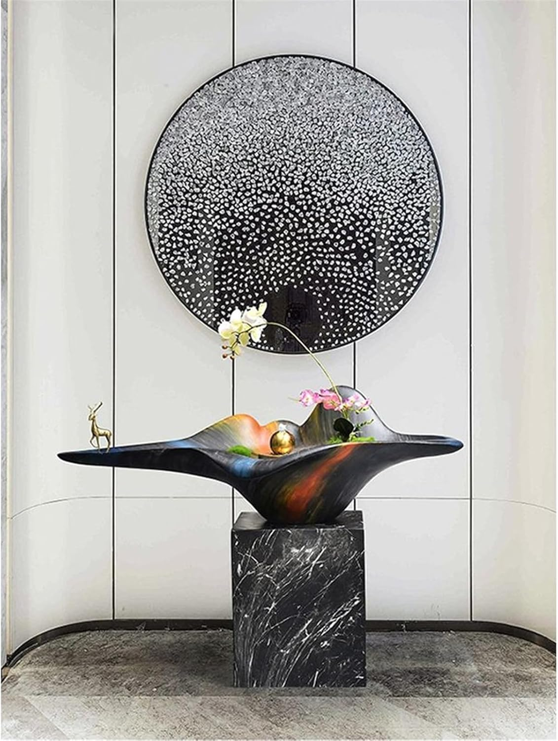 Outdoor Fountain Gate Entrance Water Decoration, Living Room Large Floor Circulating Fountain, Garden Landscape(Black) image number 5