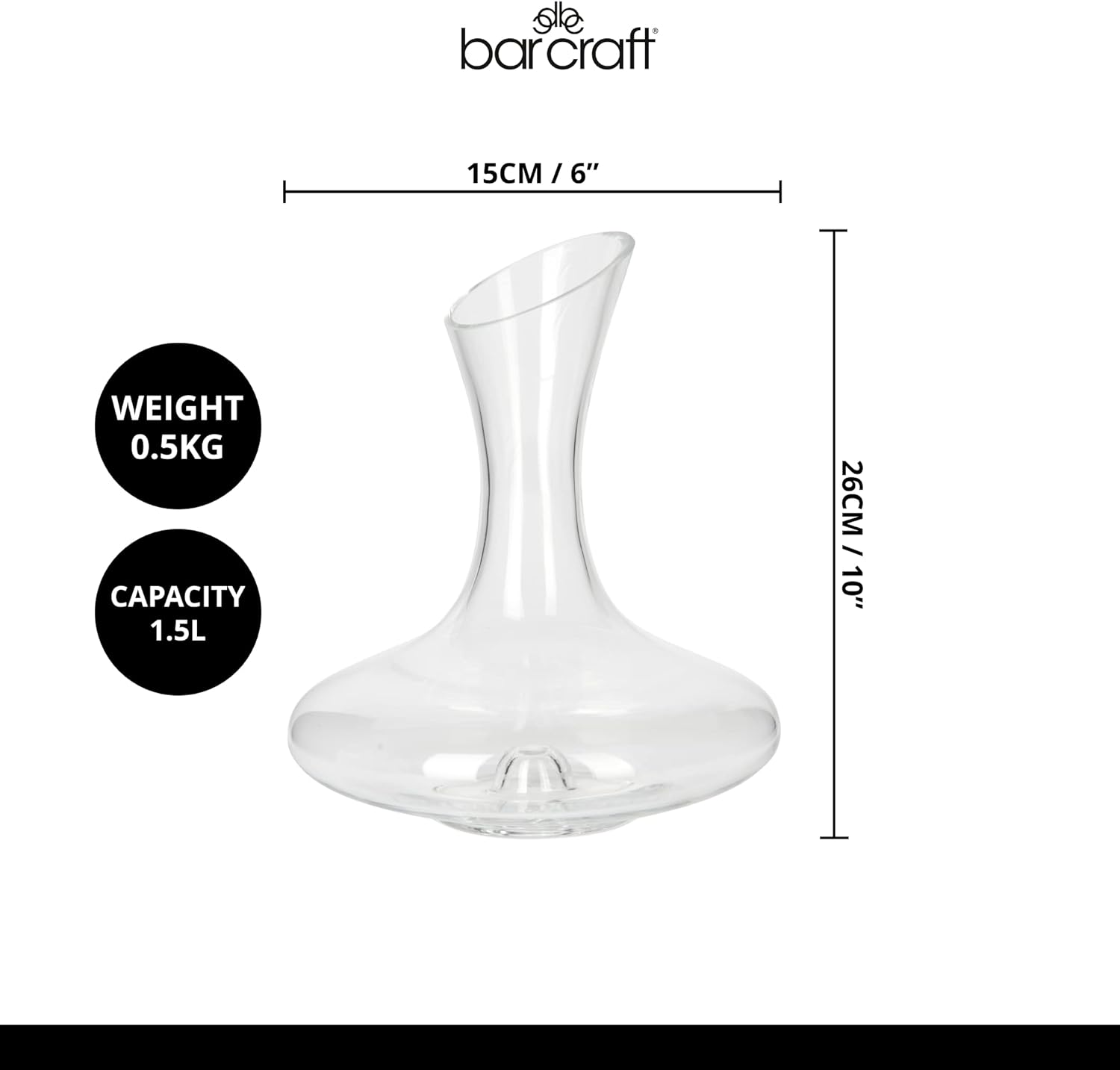 Barcraft Deluxe Glas Wine Decanter, 1.5 Litre image number 3