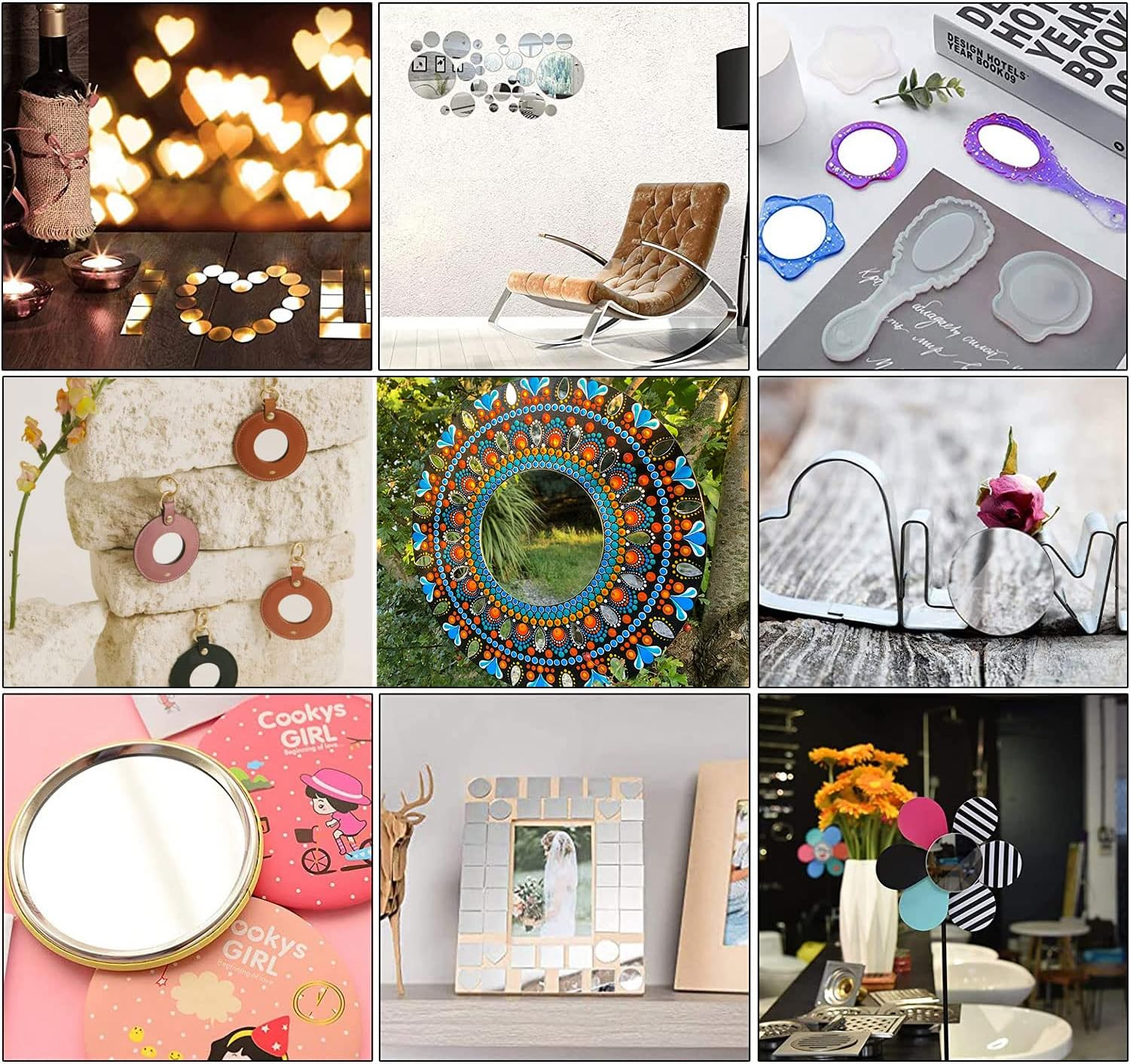 QEEYON 20Pcs Mini Acrylic Mirror Tiles, 3 Inch Self Adhesive round Mirror Stickers Mosaic Tiles, Small Decorative Mosaic Mirror Sheets Circles for DIY Crafts, Wall Decor, Jewelry Making image number 6