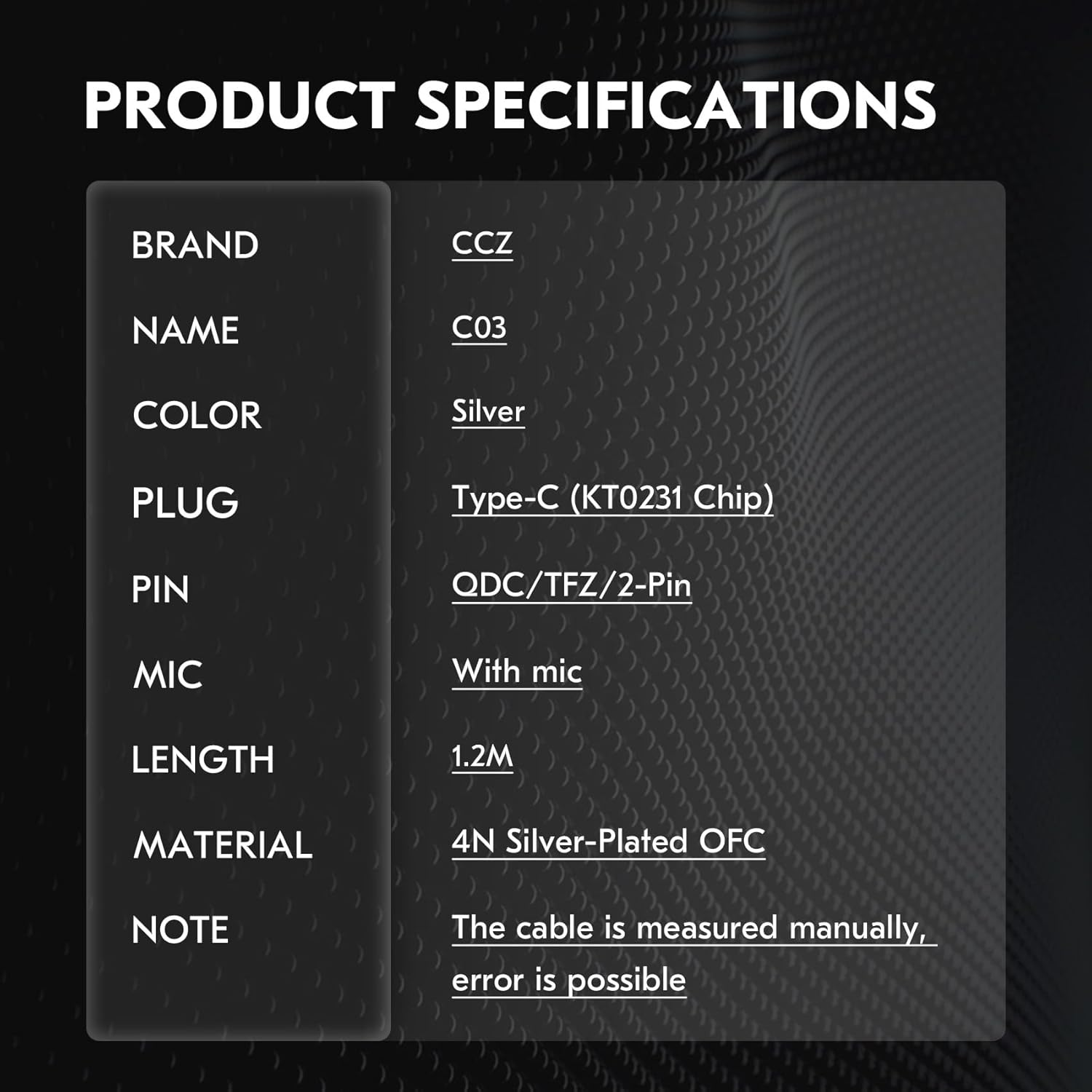 CCZ USB C Headphone IEM KZ Cable QDC with Mic, C03 4N Silver-Plated OFC in Ear Monitor Cable Earbuds Wire for EDX Pro/Castor/Zs10 PRO/ZS10 PRO X/ZSN PRO X/ZS10 PRO 2/ZS12 PRO X image number 6