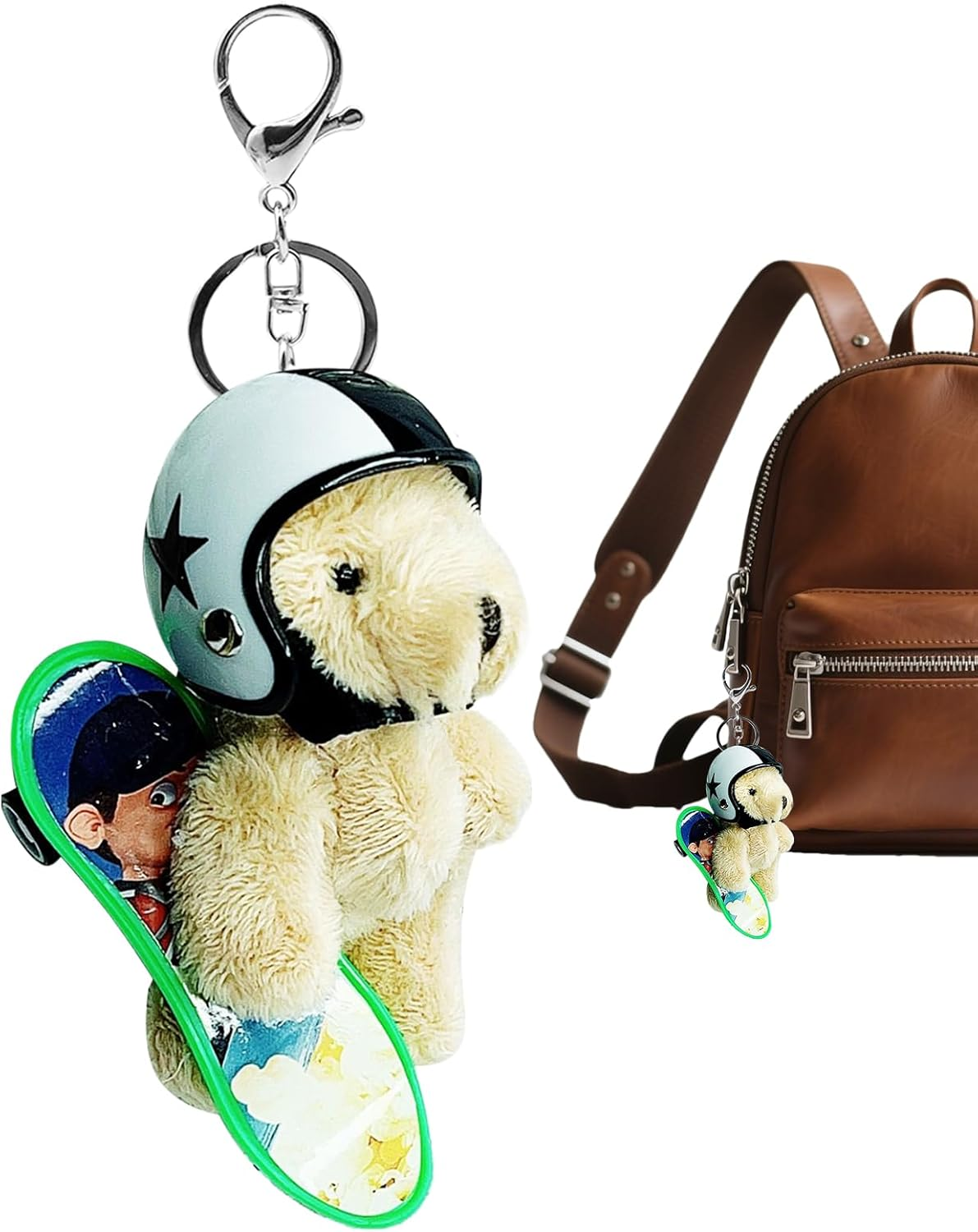 Weqizuerqi Cute Bear Keyring, Helmeted Teddy Bear | Decorative Pendant, Animal Ring for Women Decoration Bag Travel Bag Wallet