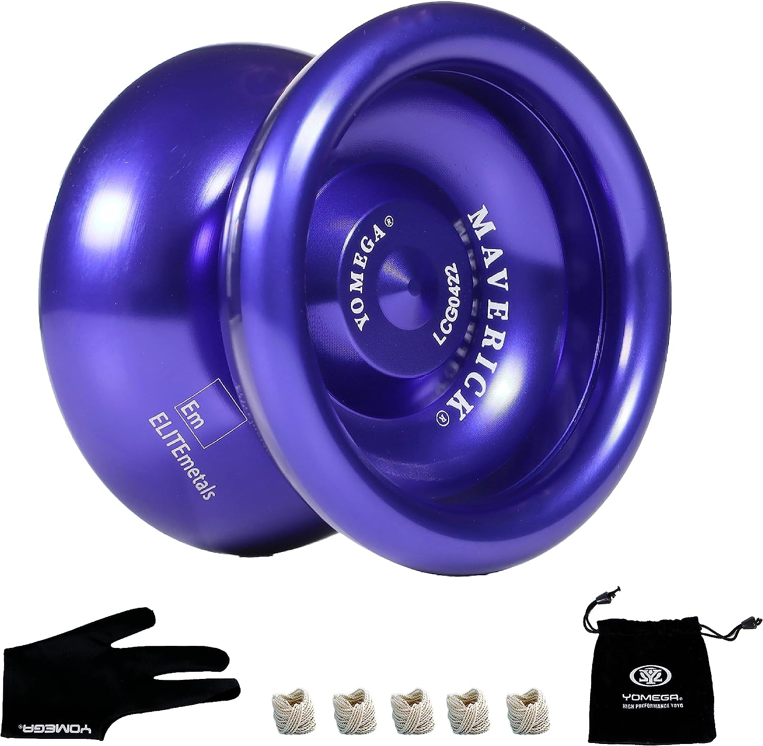 Yomega Maverick - Professional Aluminum Metal Yoyo for Kids and Beginners with C Size Ball Bearing for Advanced Yo Yo Tricks and Responsive Return + Extra 2 Strings