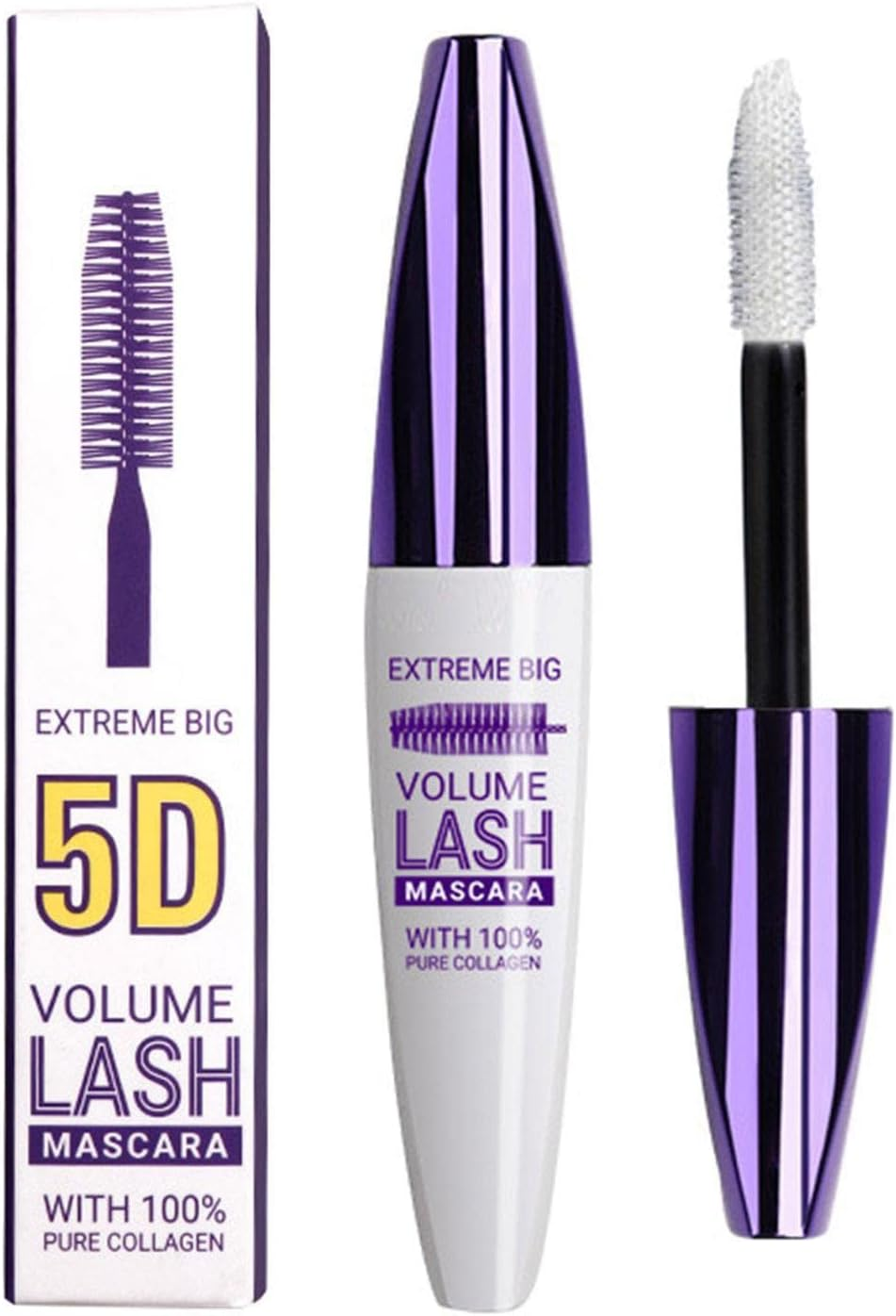5D Silk Fiber Lash Mascara, Lengthening & Voluminous, Waterproof & Smudge-Proof, No Clumping