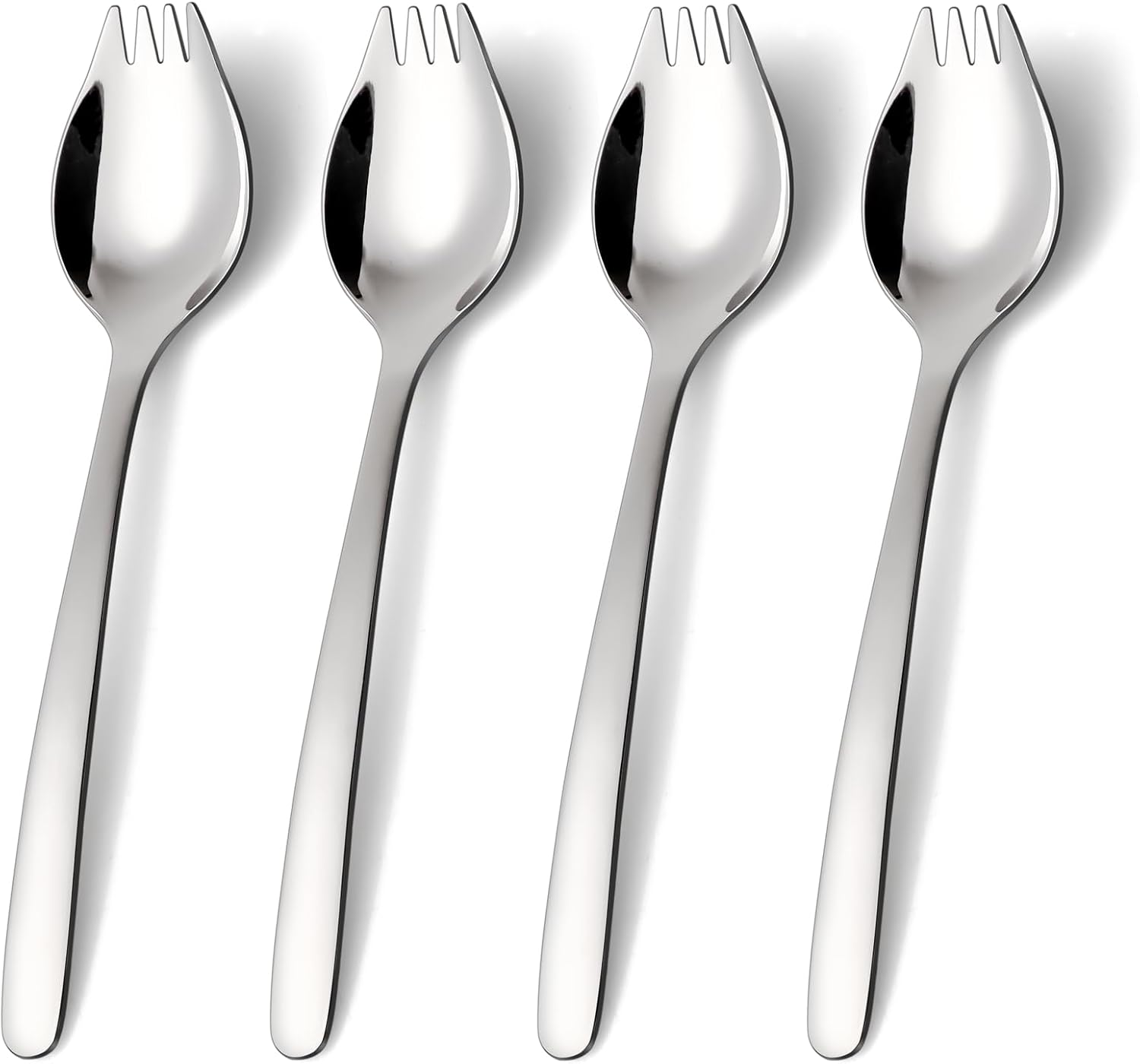 Lovingly Yours 7-Inch Spork Stainless Steel, Reusable Metal Sporks, Set of 4 image number 4