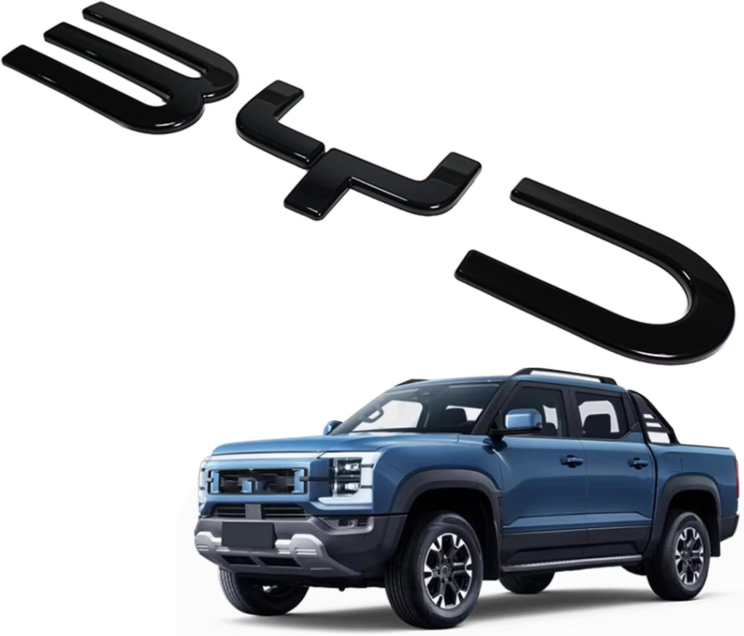 Fits BYD Shark ABS Plastic Front Emblem Blackout Overlay, Matte Black/Glossy Black/Carbon Fiber Texture, 3 Colors Available, Decorative Cover (Bright Black)